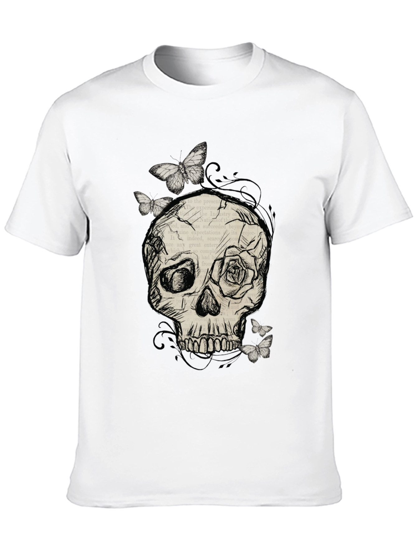 Skull & Butterfly Graphic Tee - Mens Black T-Shirt