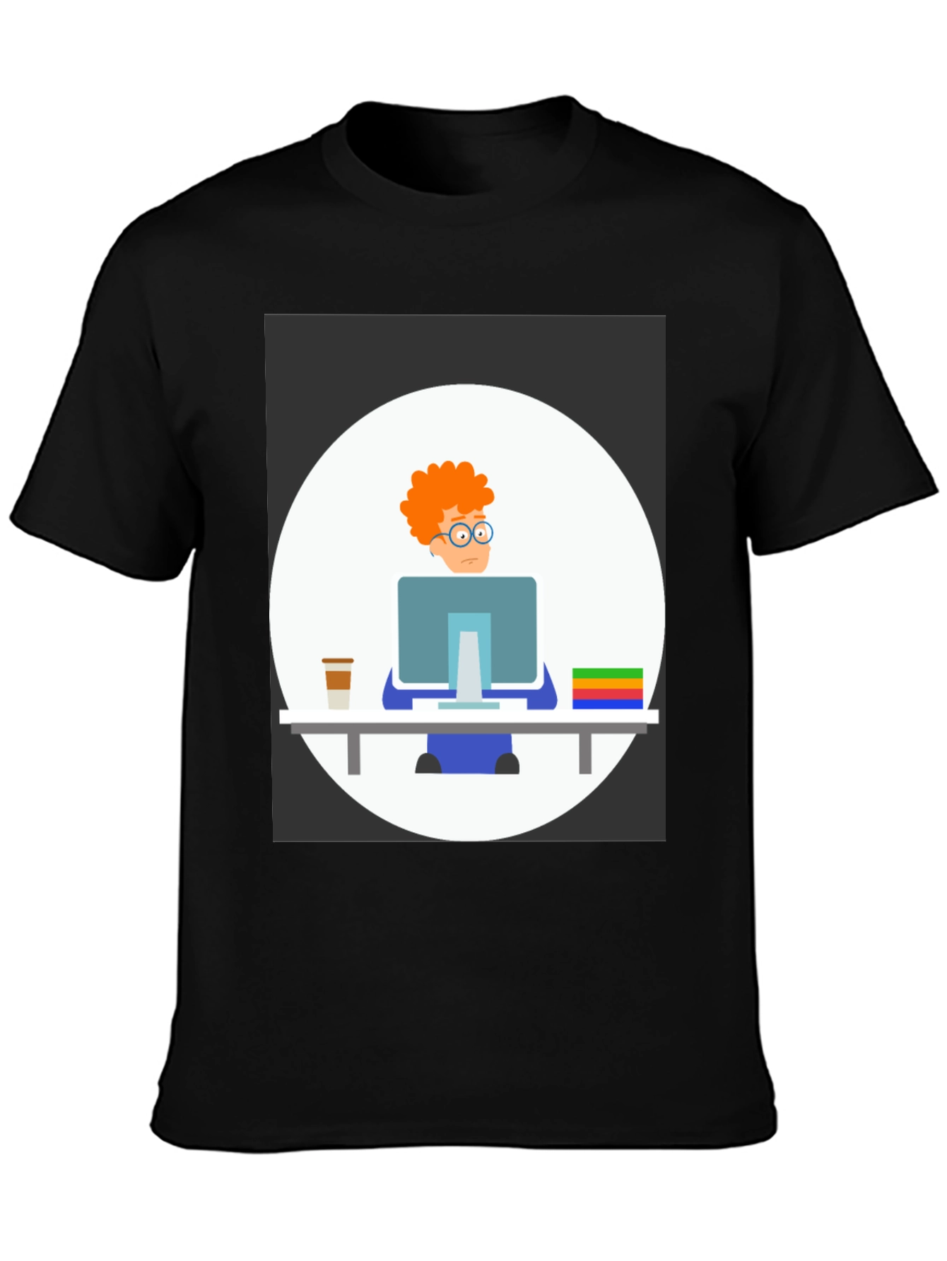 Cartoon Programmer Graphic T-Shirt - Unisex Crew Neck