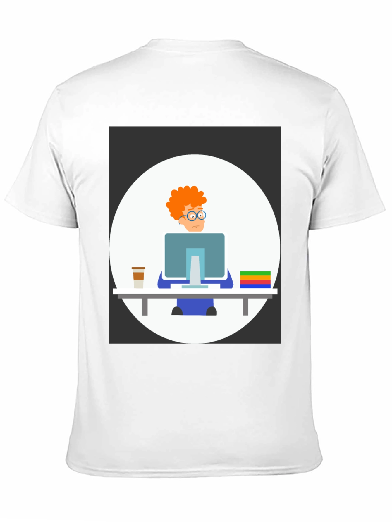 Cartoon Programmer Graphic T-Shirt - Unisex Crew Neck