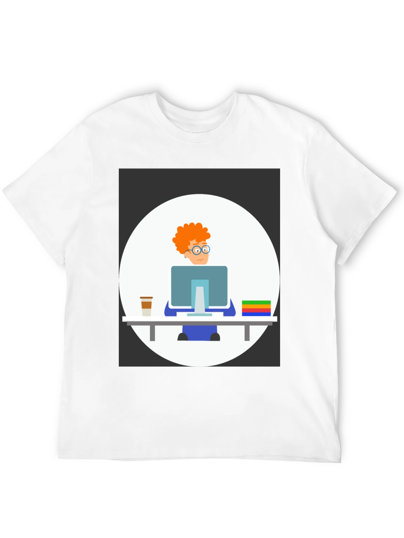 Cartoon Programmer Graphic T-Shirt - Unisex Crew Neck