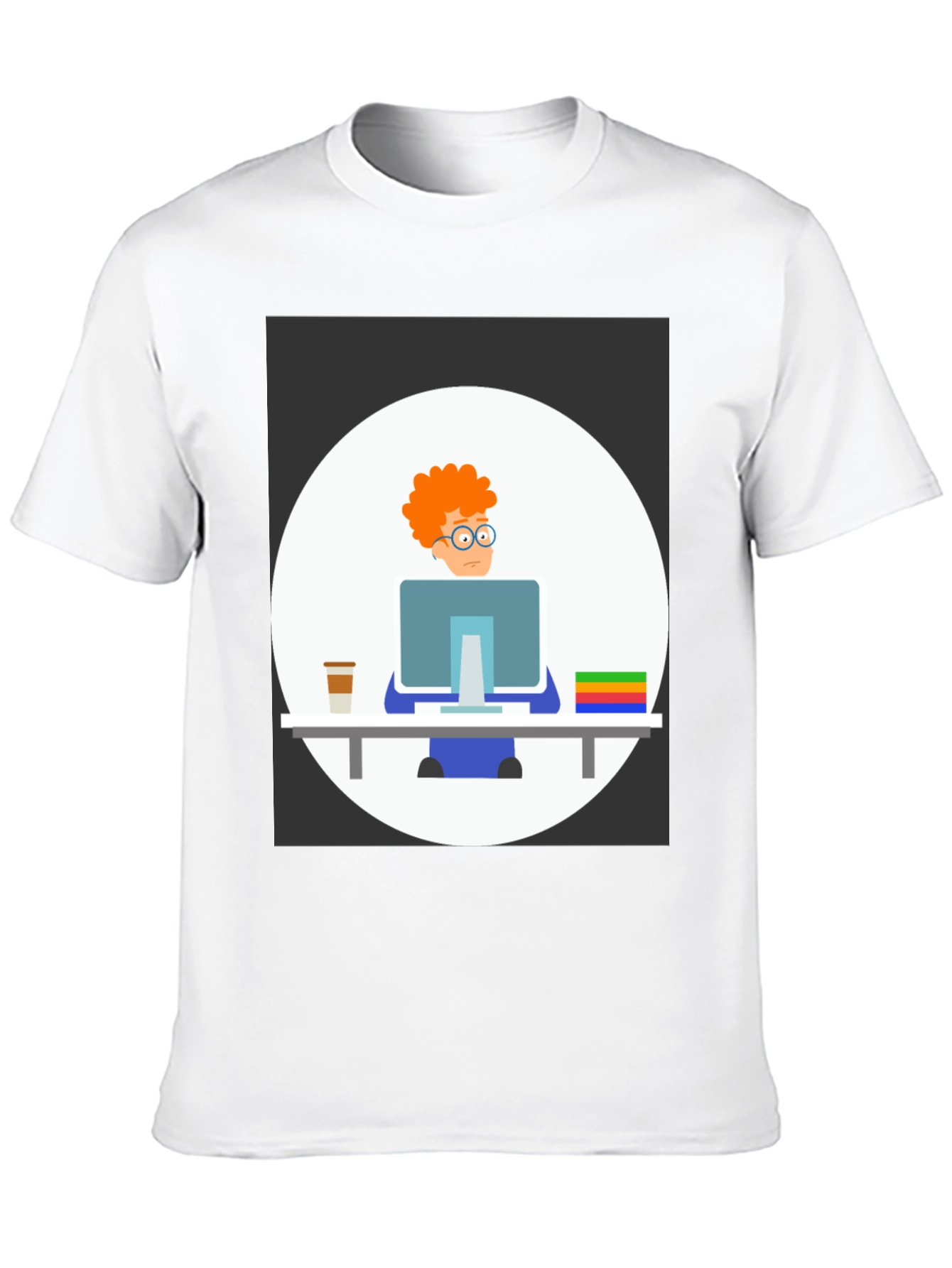 Cartoon Programmer Graphic T-Shirt - Unisex Crew Neck
