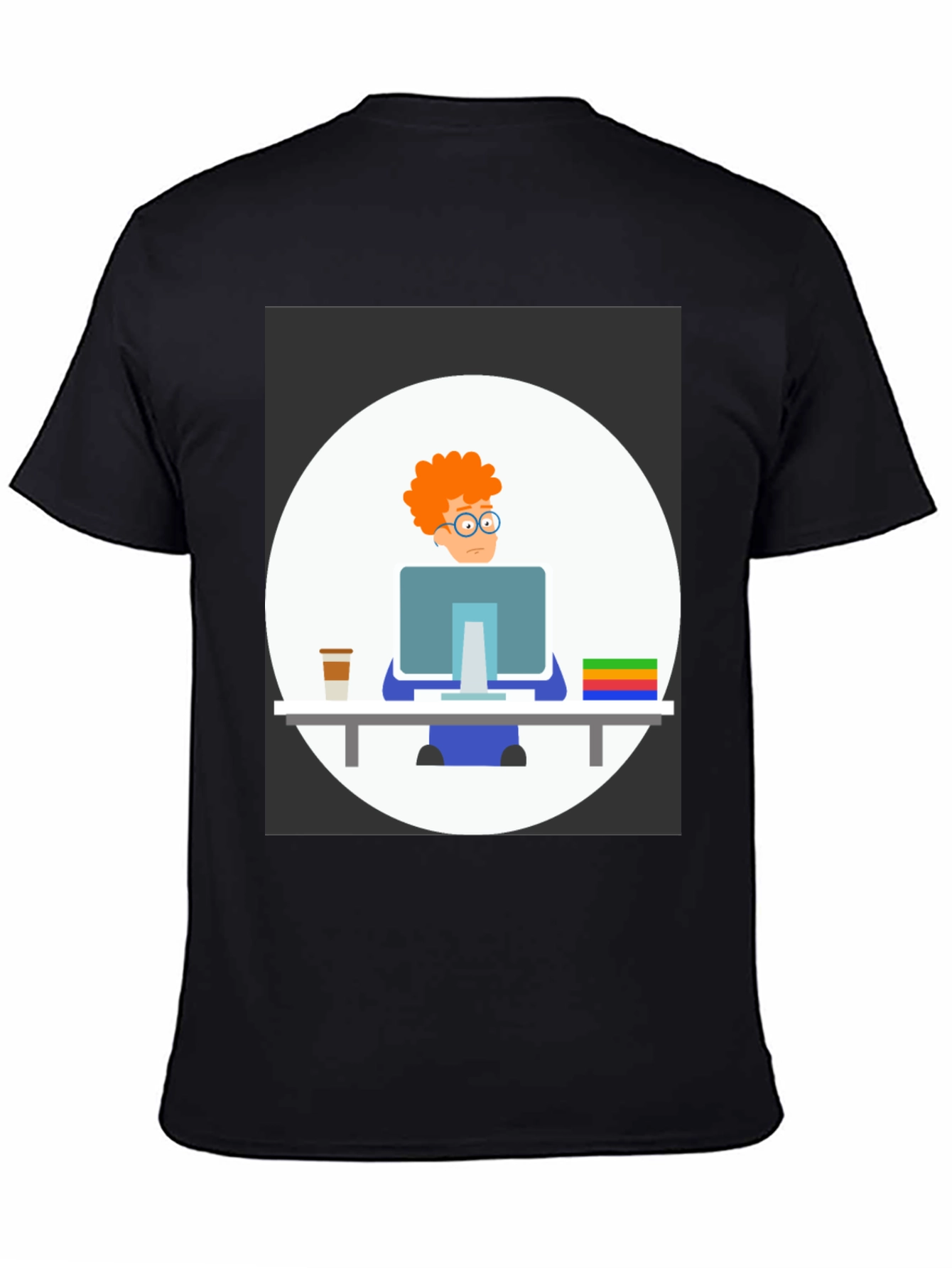 Cartoon Programmer Graphic T-Shirt - Unisex Crew Neck