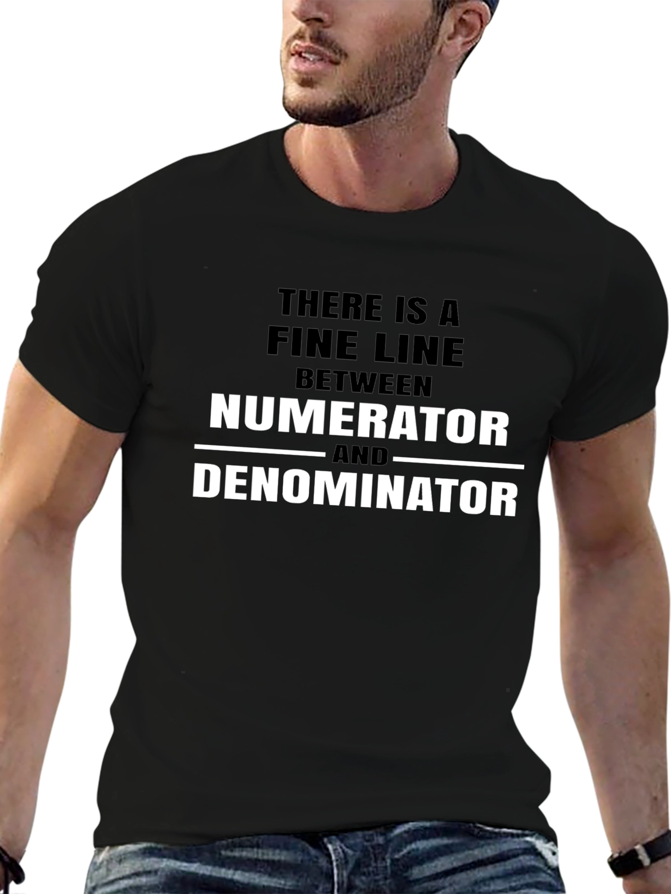 Numerator Denominator Math Pun Black T-Shirt