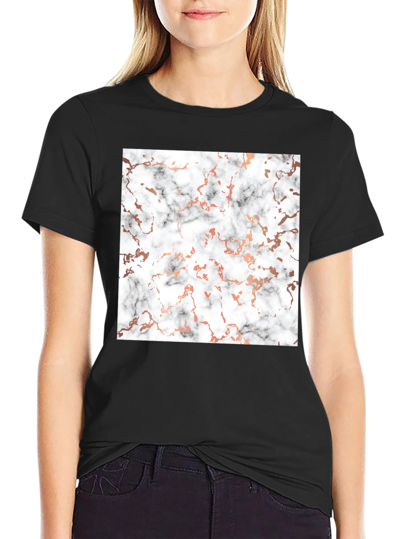 Marble Pattern Black T-Shirt