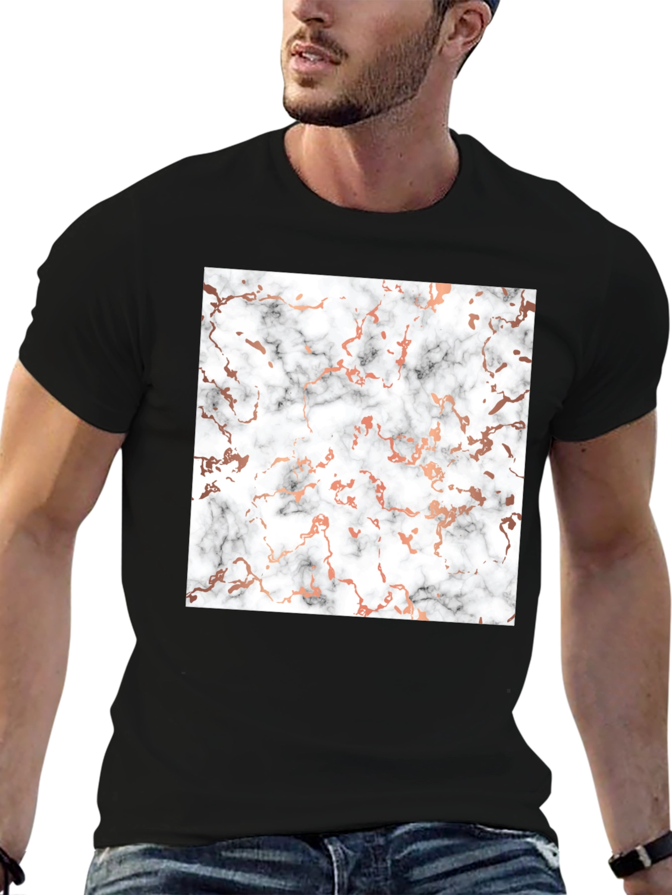 Marble Pattern Black T-Shirt