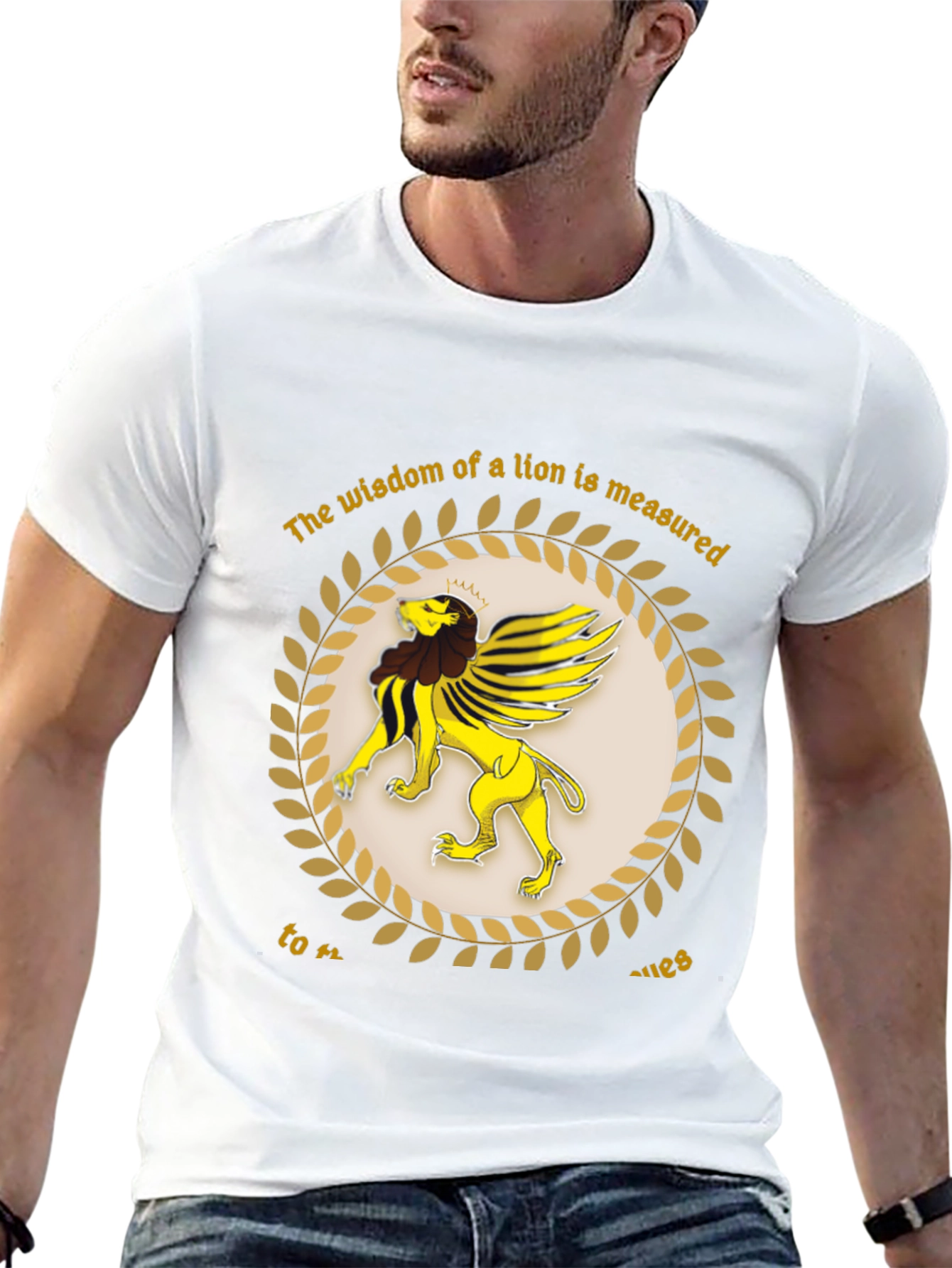 Lion Wisdom Graphic Tee - Black Cotton Shirt