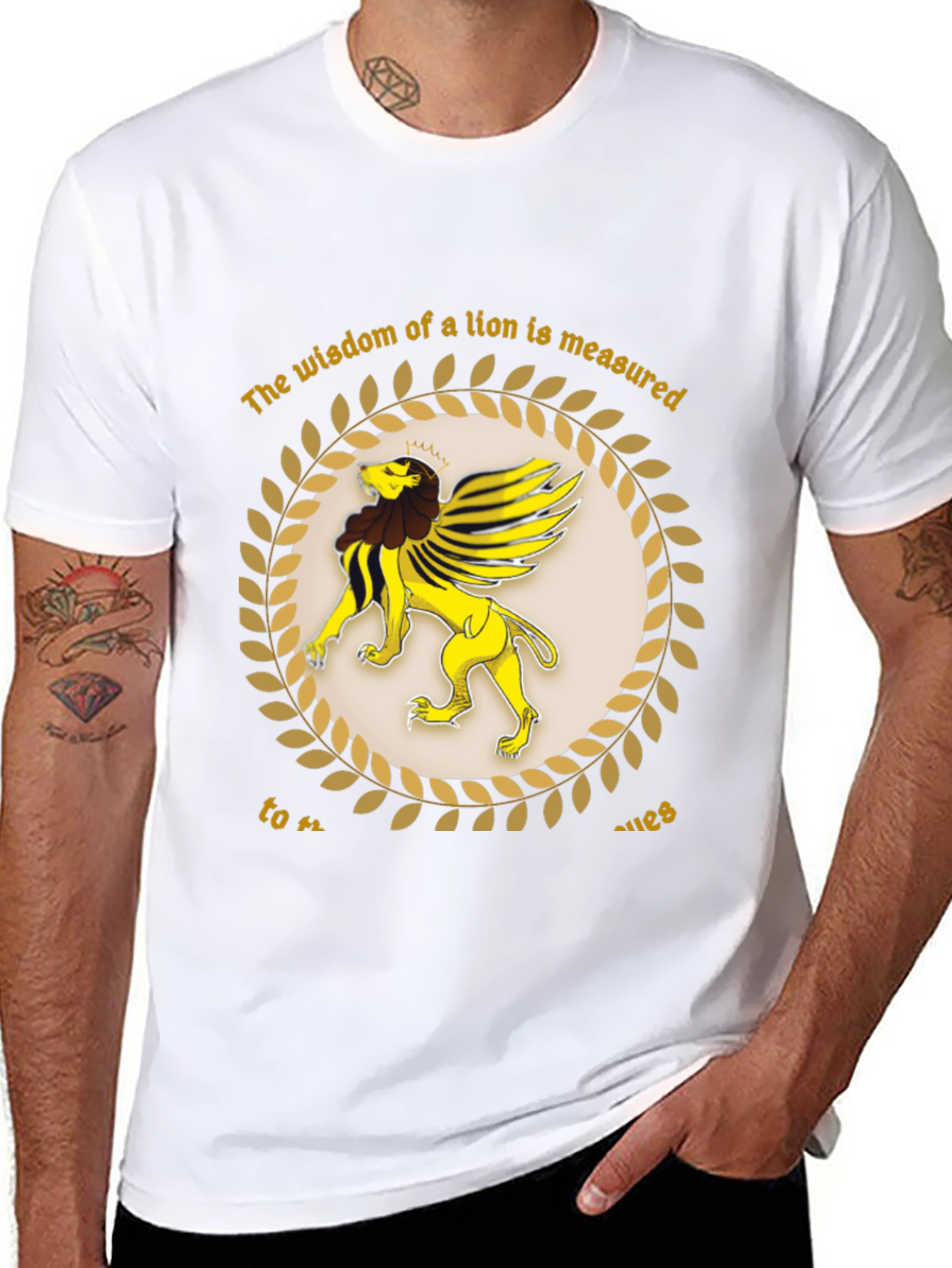 Lion Wisdom Graphic Tee - Black Cotton Shirt