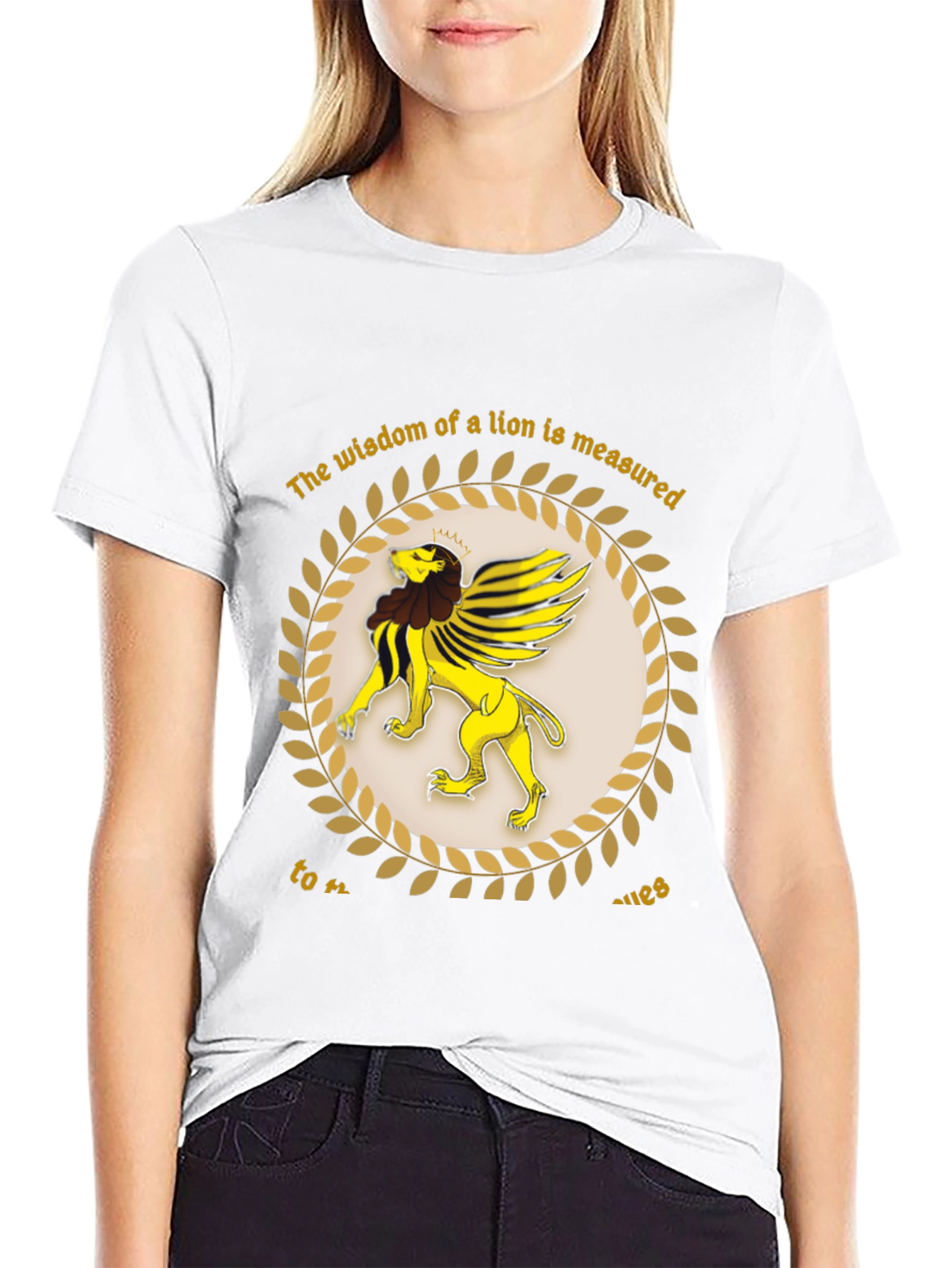 Lion Wisdom Graphic Tee - Black Cotton Shirt