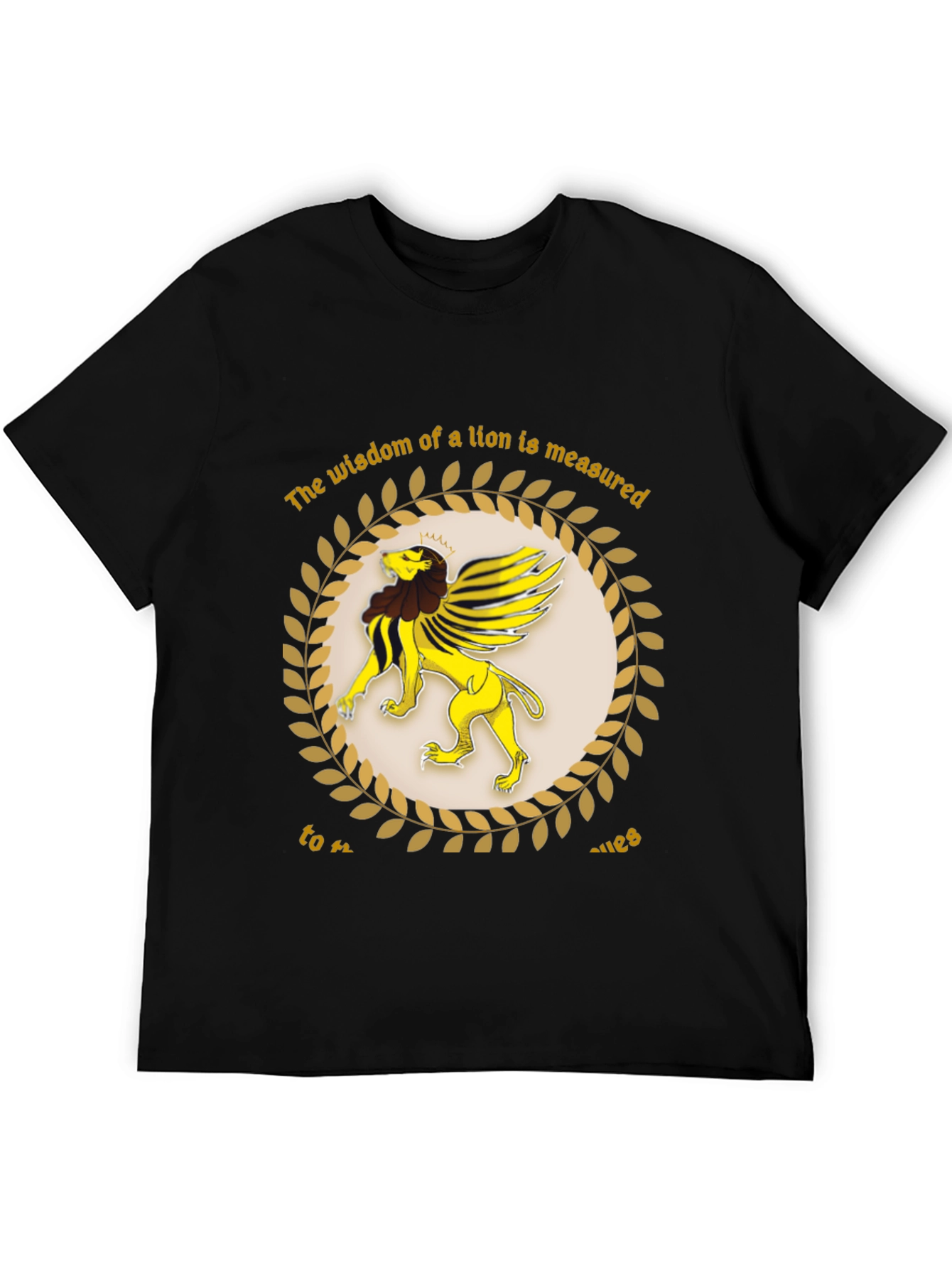 Lion Wisdom Graphic Tee - Black Cotton Shirt