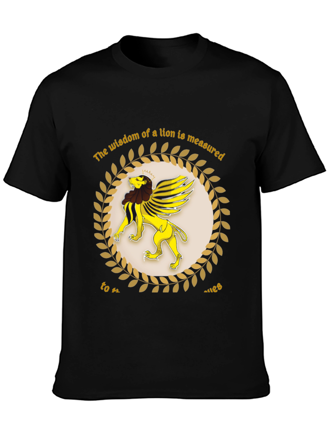 Lion Wisdom Graphic Tee - Black Cotton Shirt