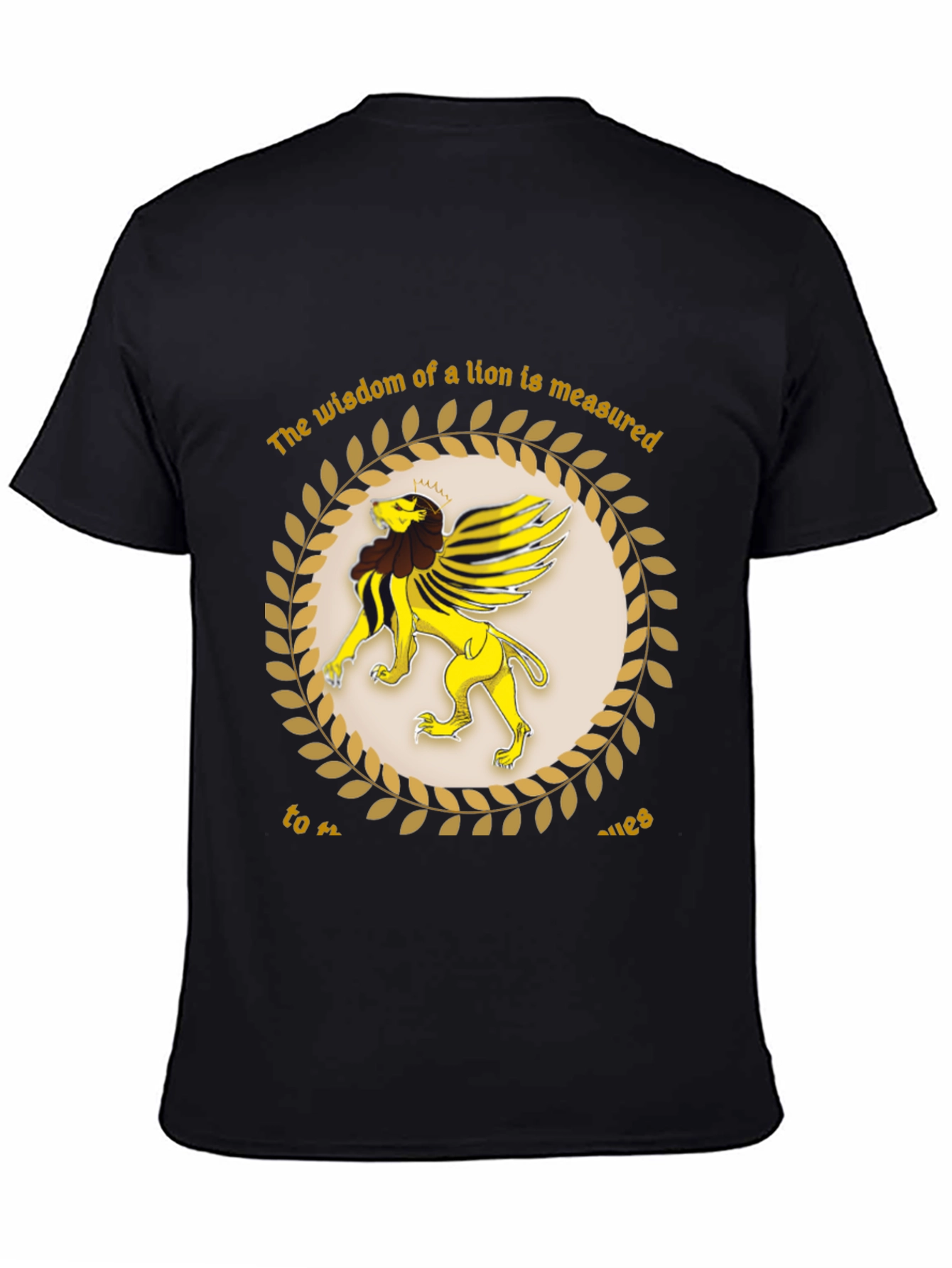 Lion Wisdom Graphic Tee - Black Cotton Shirt