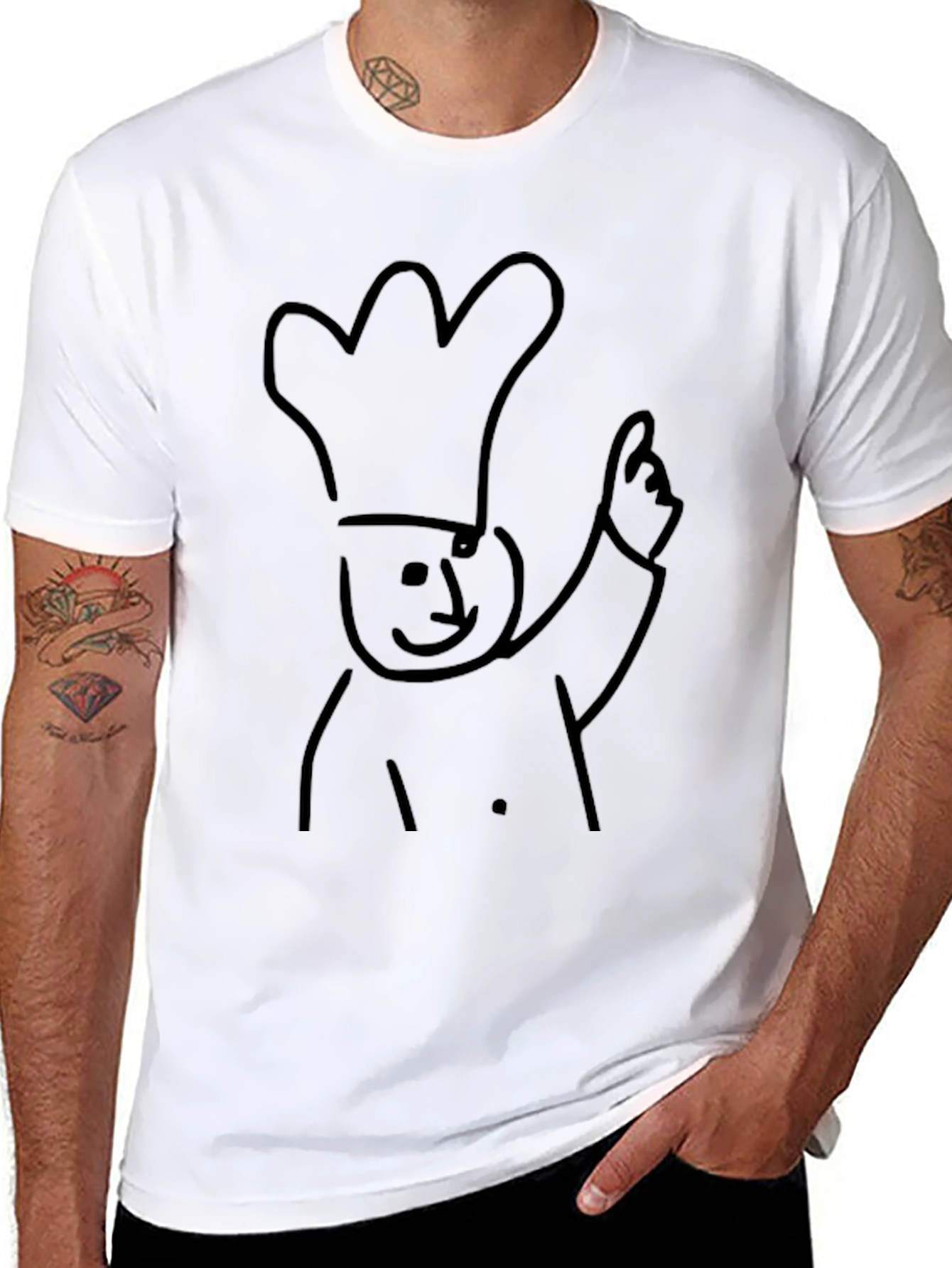 Chef Sketch T-Shirt - Black Cotton Blend