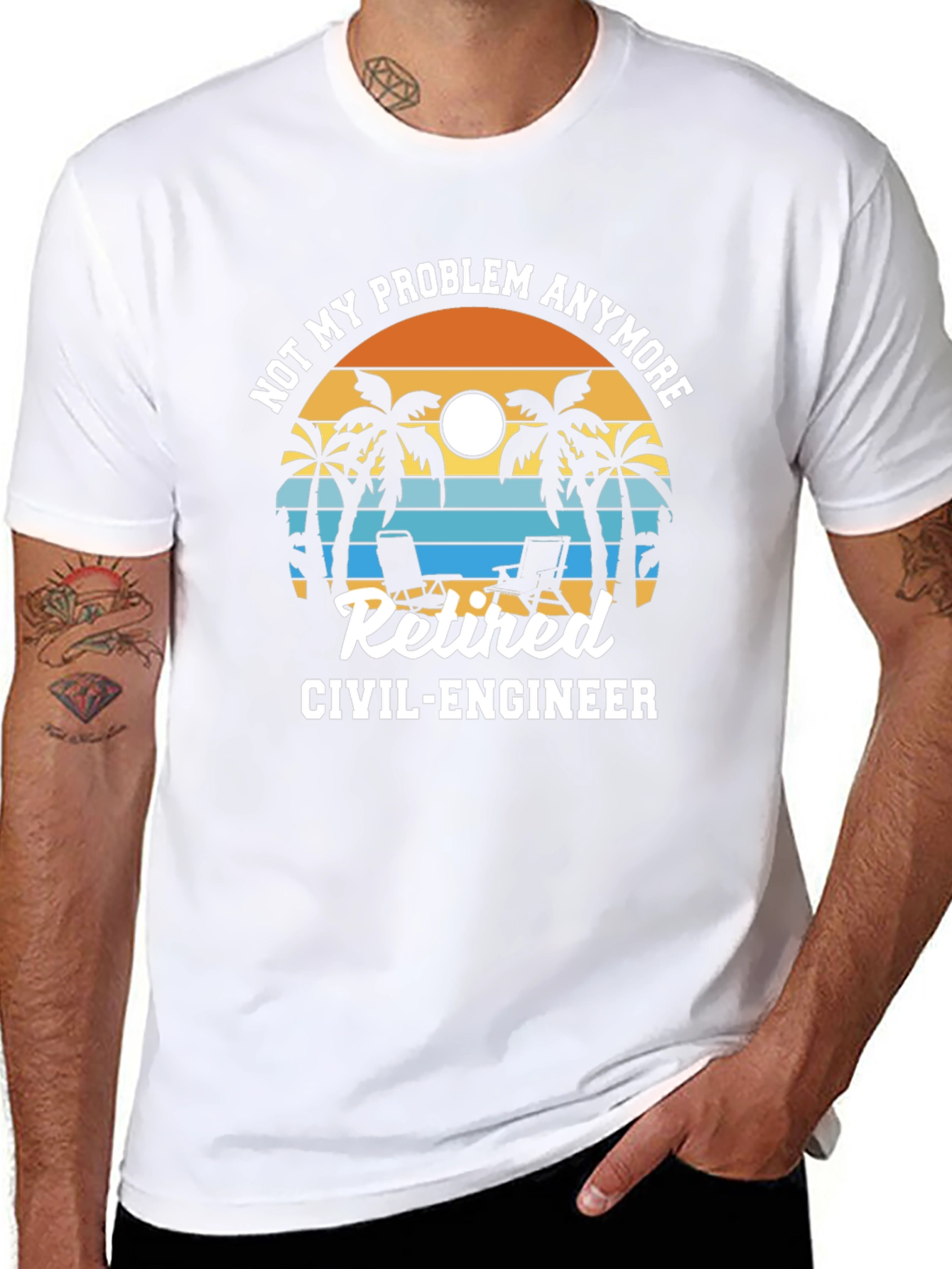 Retired Civil Engineer T-Shirt Palm Tree Design