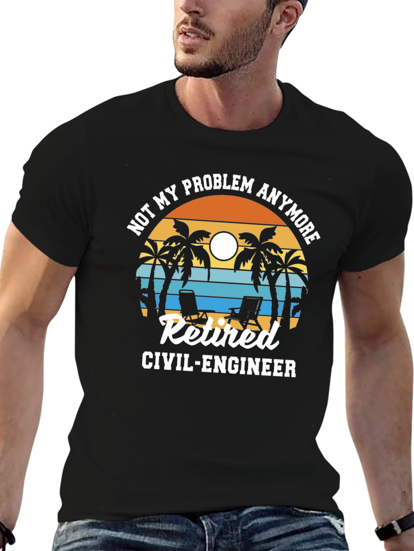 Retired Civil Engineer T-Shirt Palm Tree Design