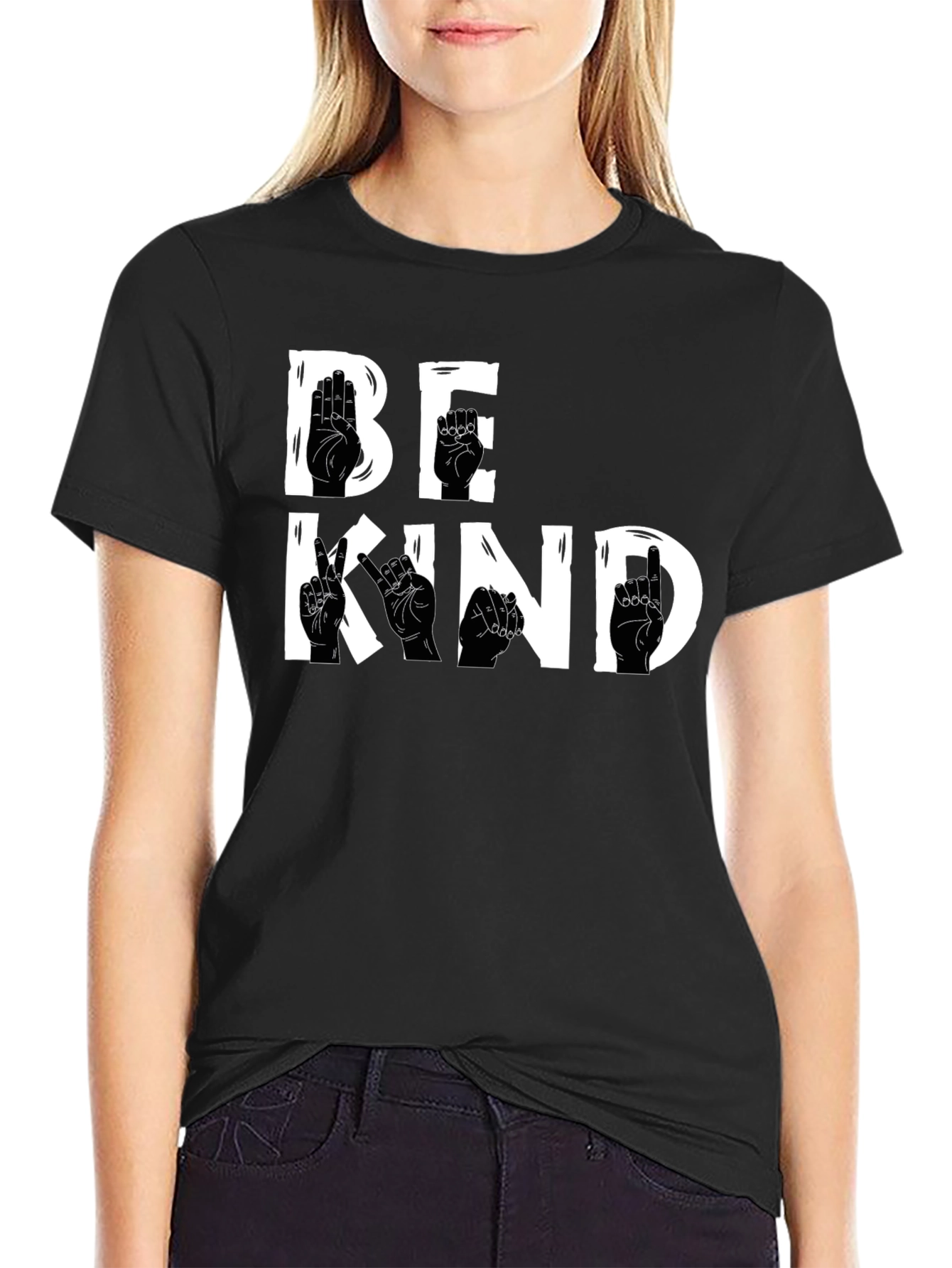Be Kind Sign Language T-Shirt - Black
