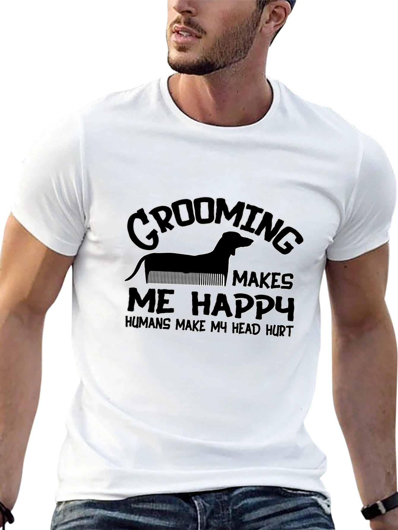Grooming Makes Me Happy Black T-Shirt