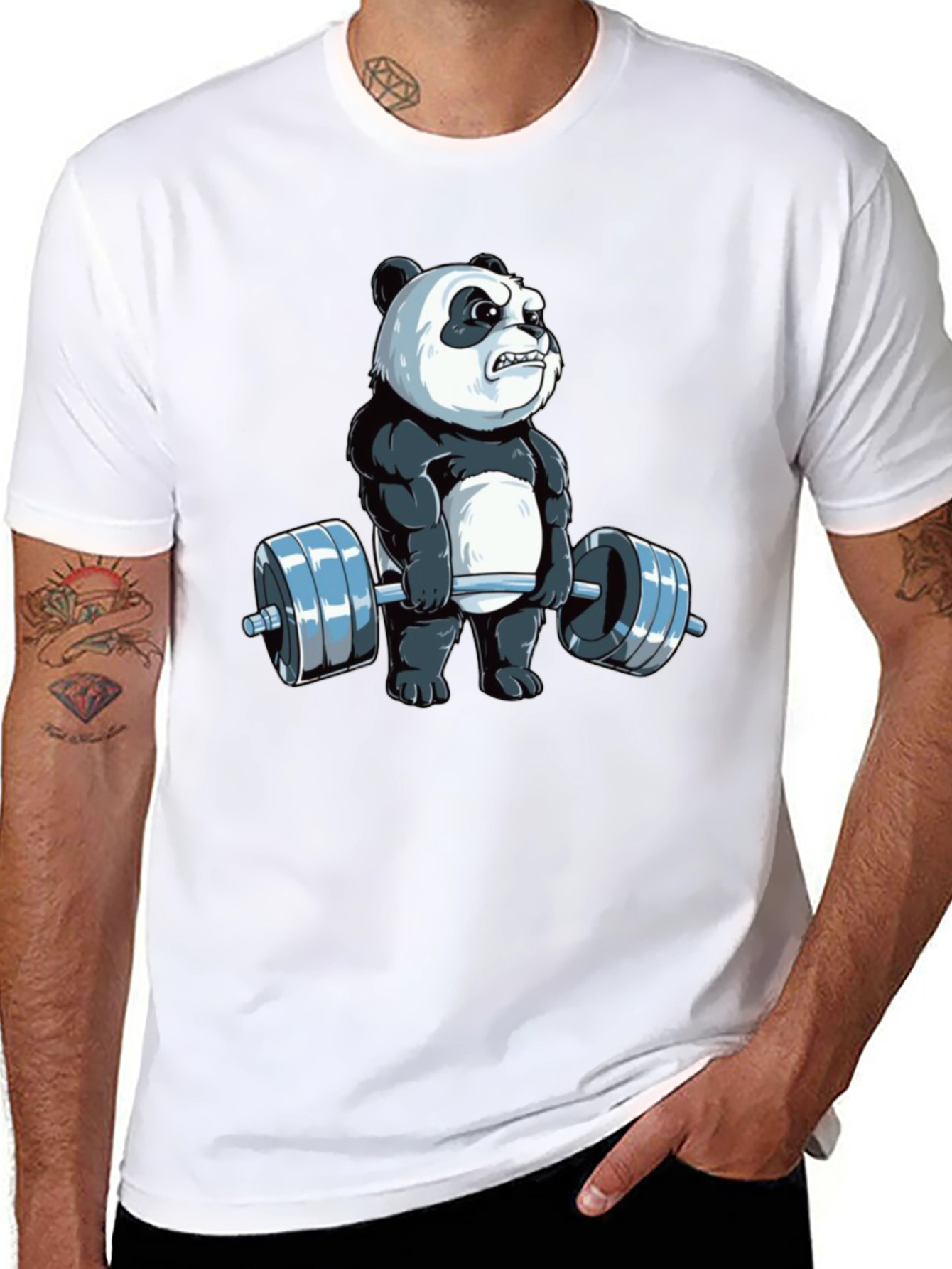 Weightlifting Panda T-Shirt - Black Cotton Tee