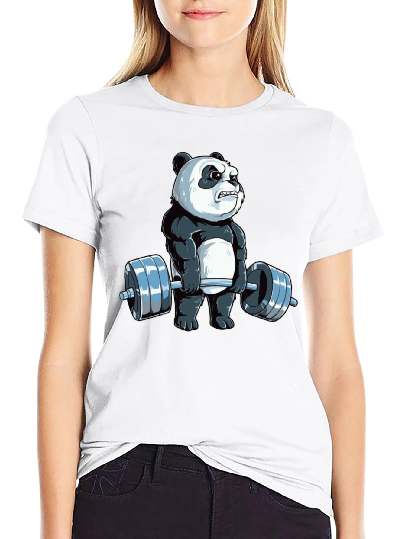 Weightlifting Panda T-Shirt - Black Cotton Tee