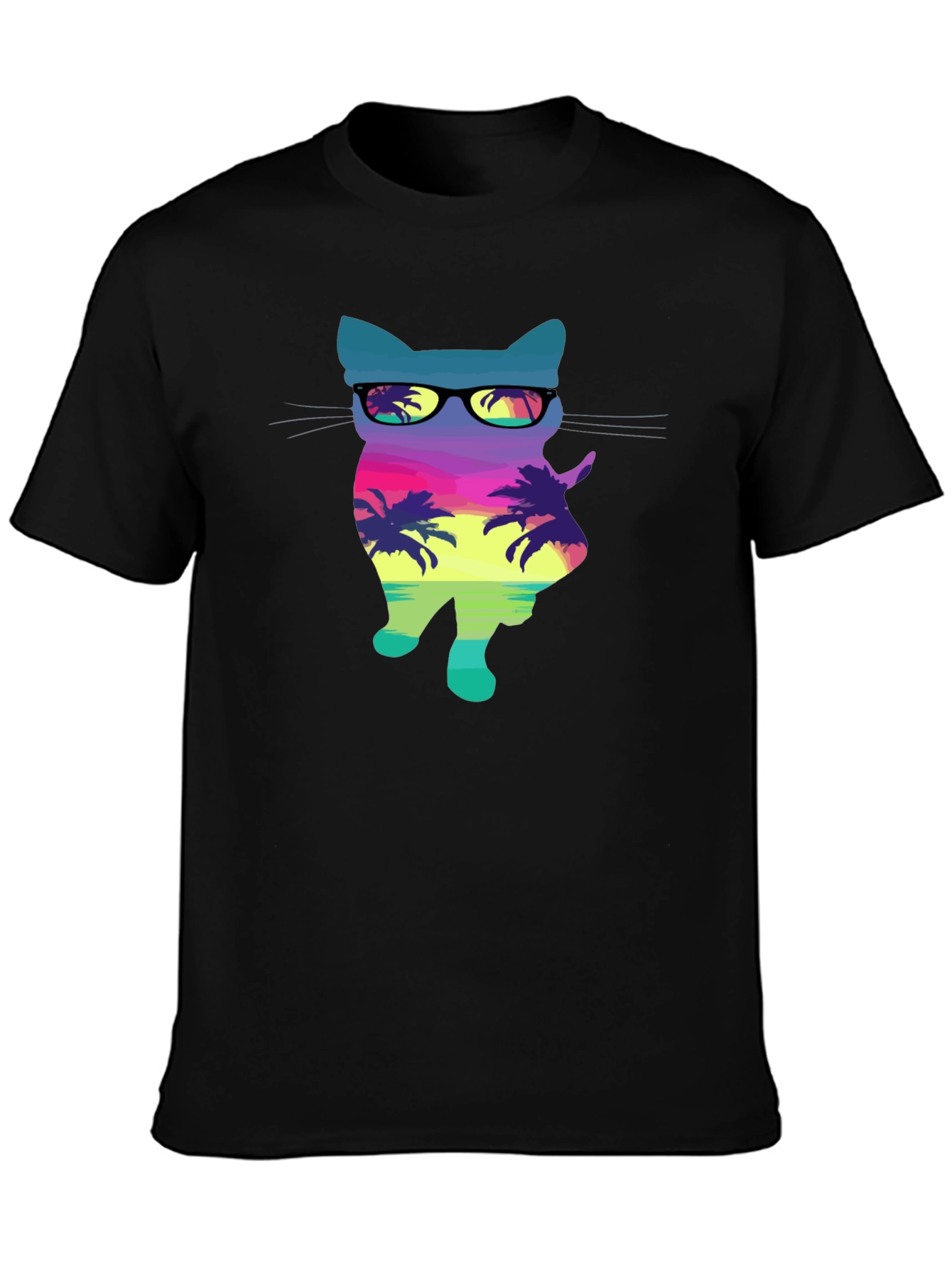 Cool Cat in Sunglasses Graphic T-Shirt - Tropical Vibes