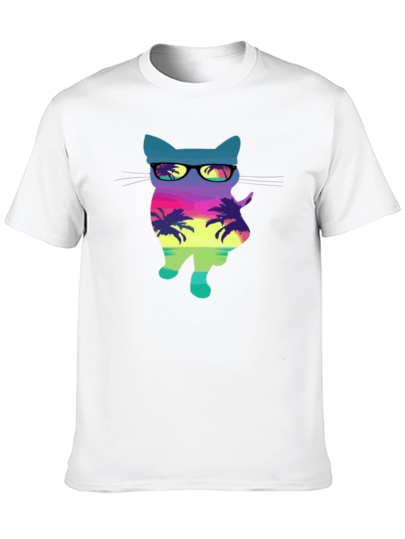 Cool Cat in Sunglasses Graphic T-Shirt - Tropical Vibes