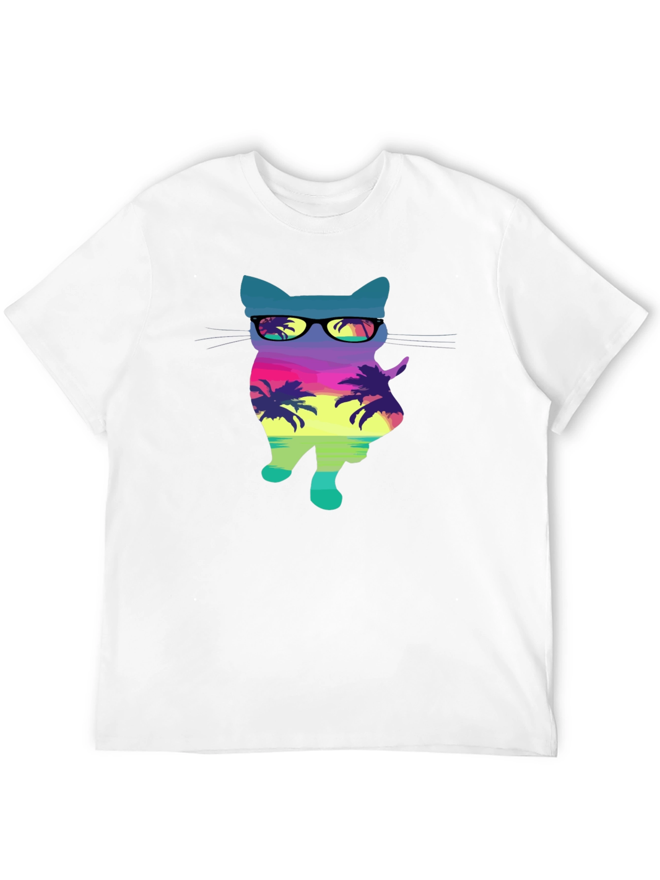 Cool Cat in Sunglasses Graphic T-Shirt - Tropical Vibes