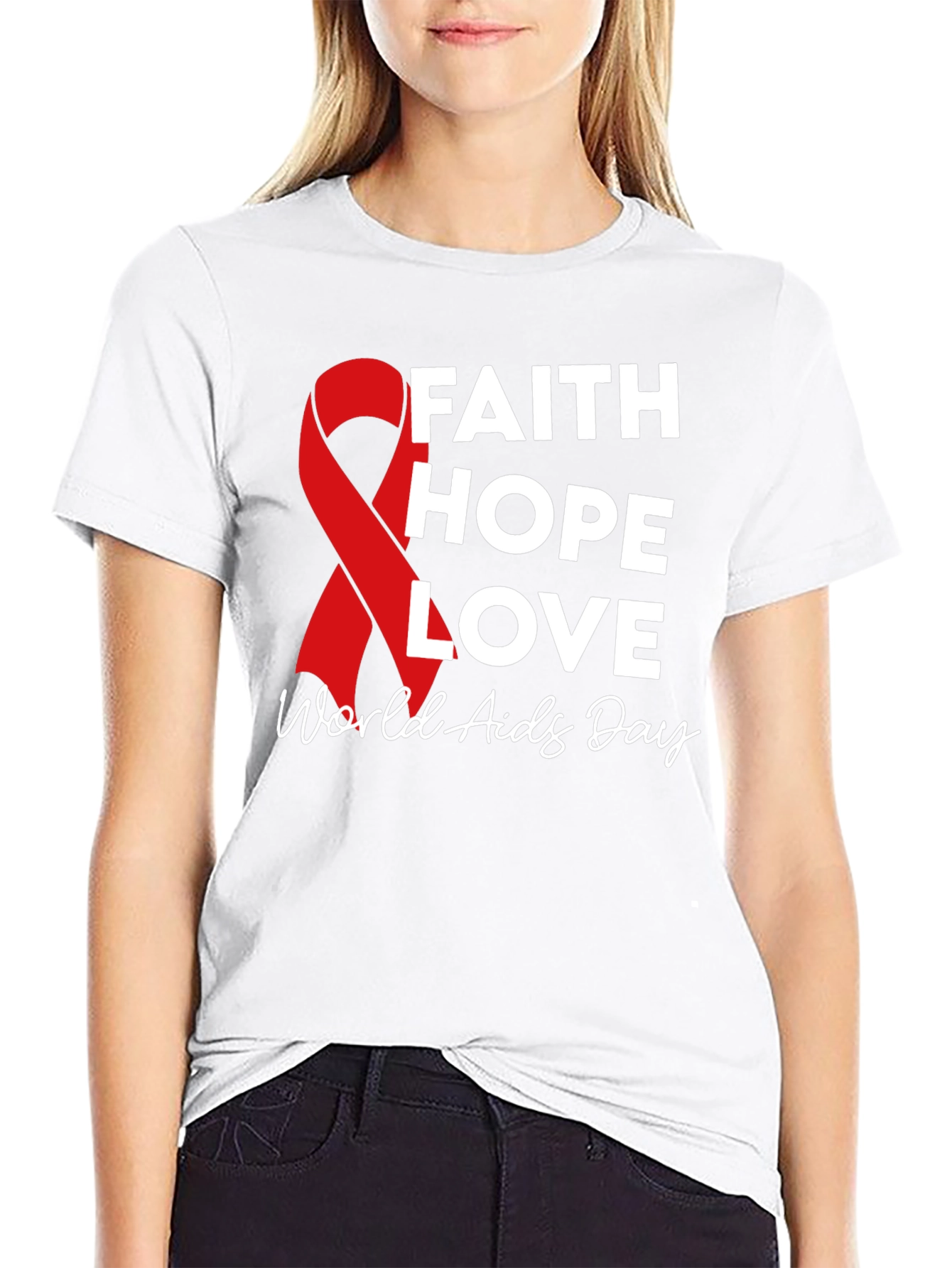 Faith Hope Love World Aids Day T-Shirt