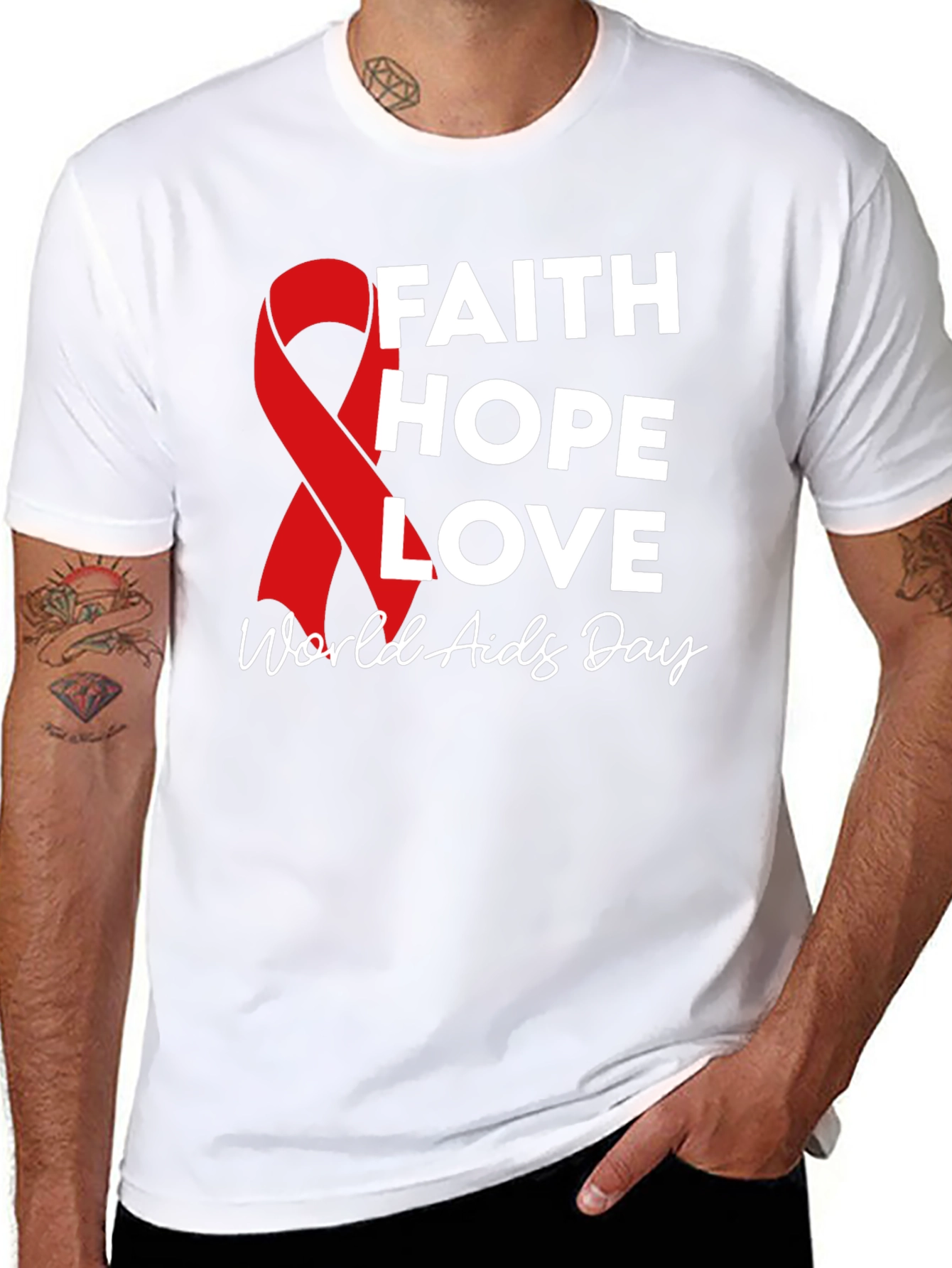 Faith Hope Love World Aids Day T-Shirt