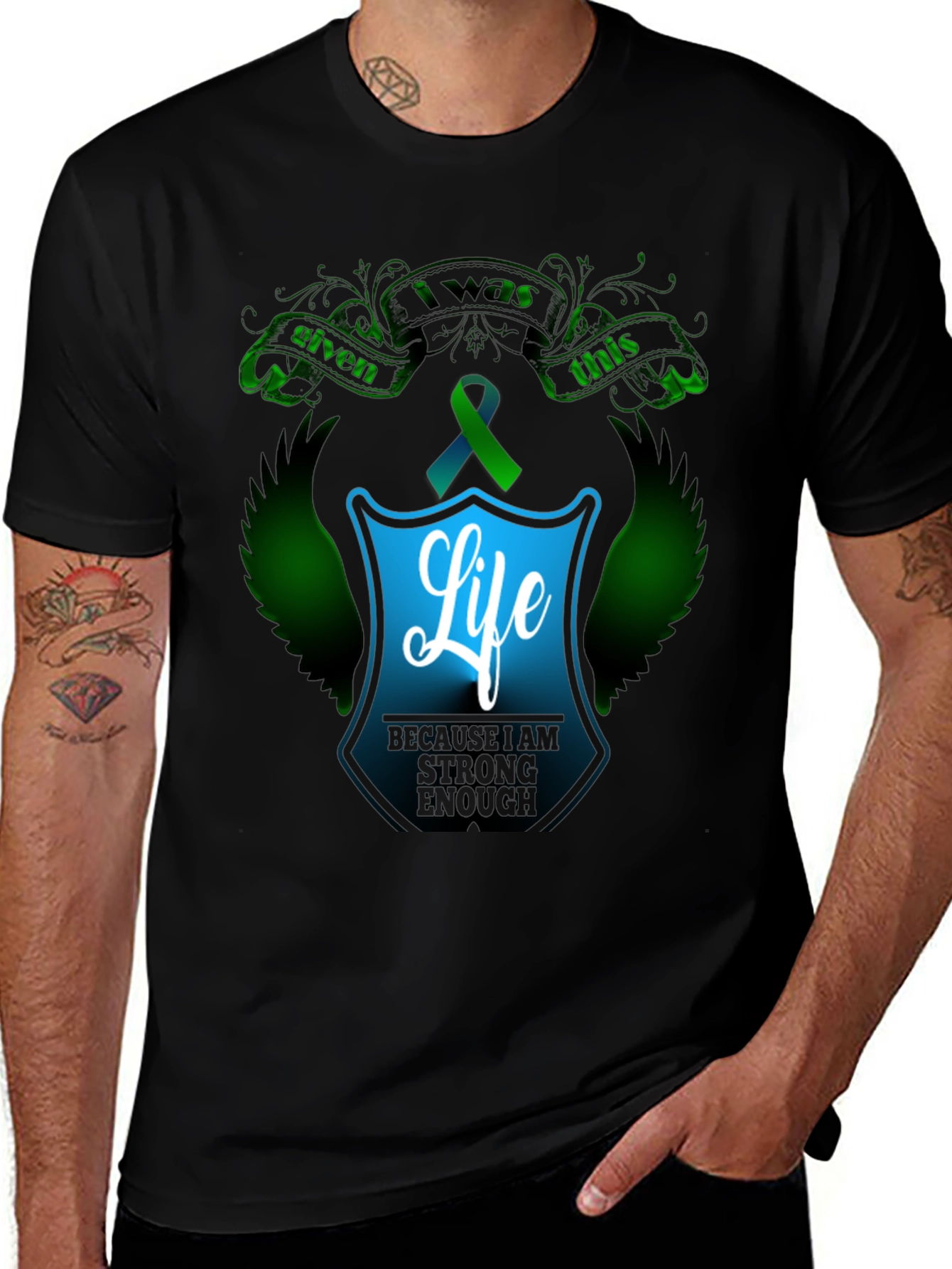 Strong Enough T-Shirt - Teal Ribbon