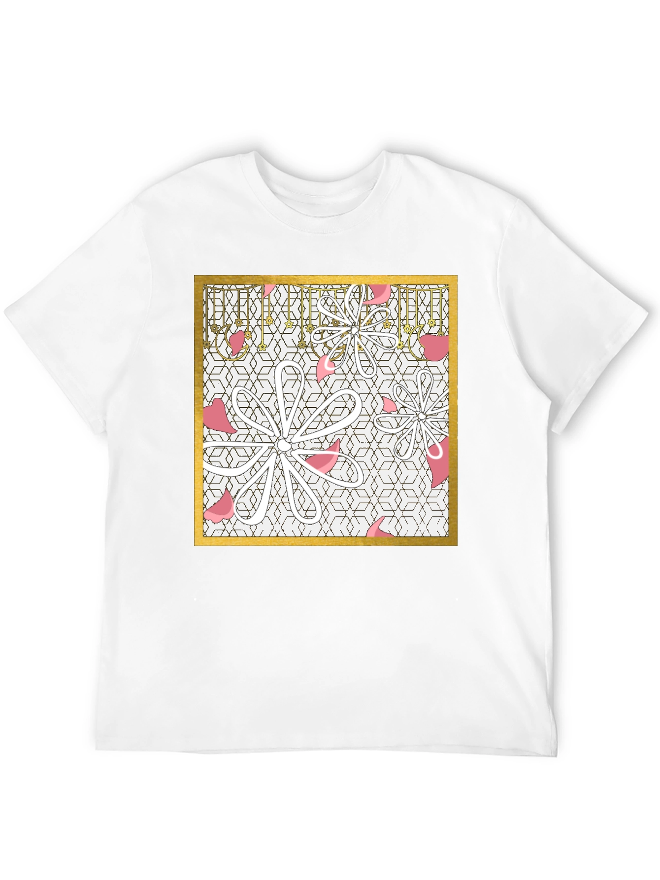 Floral Geometric Graphic Tee - Modern Print