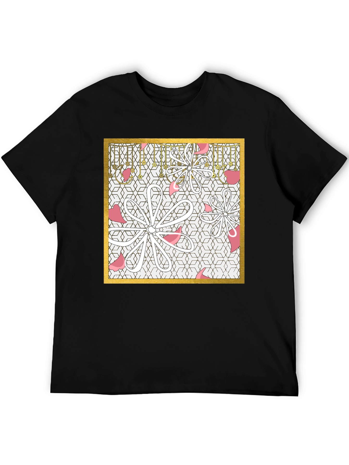 Floral Geometric Graphic Tee - Modern Print