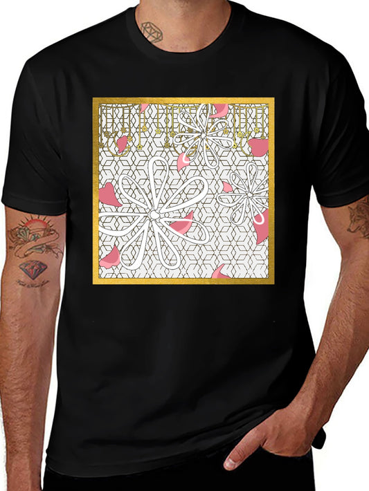 Floral Geometric Graphic Tee - Modern Print