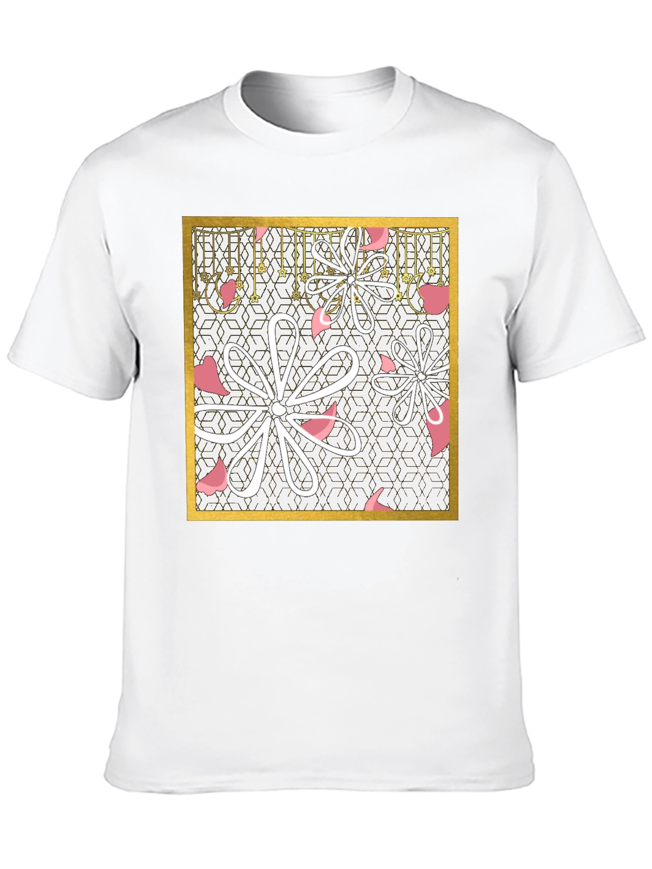 Floral Geometric Graphic Tee - Modern Print