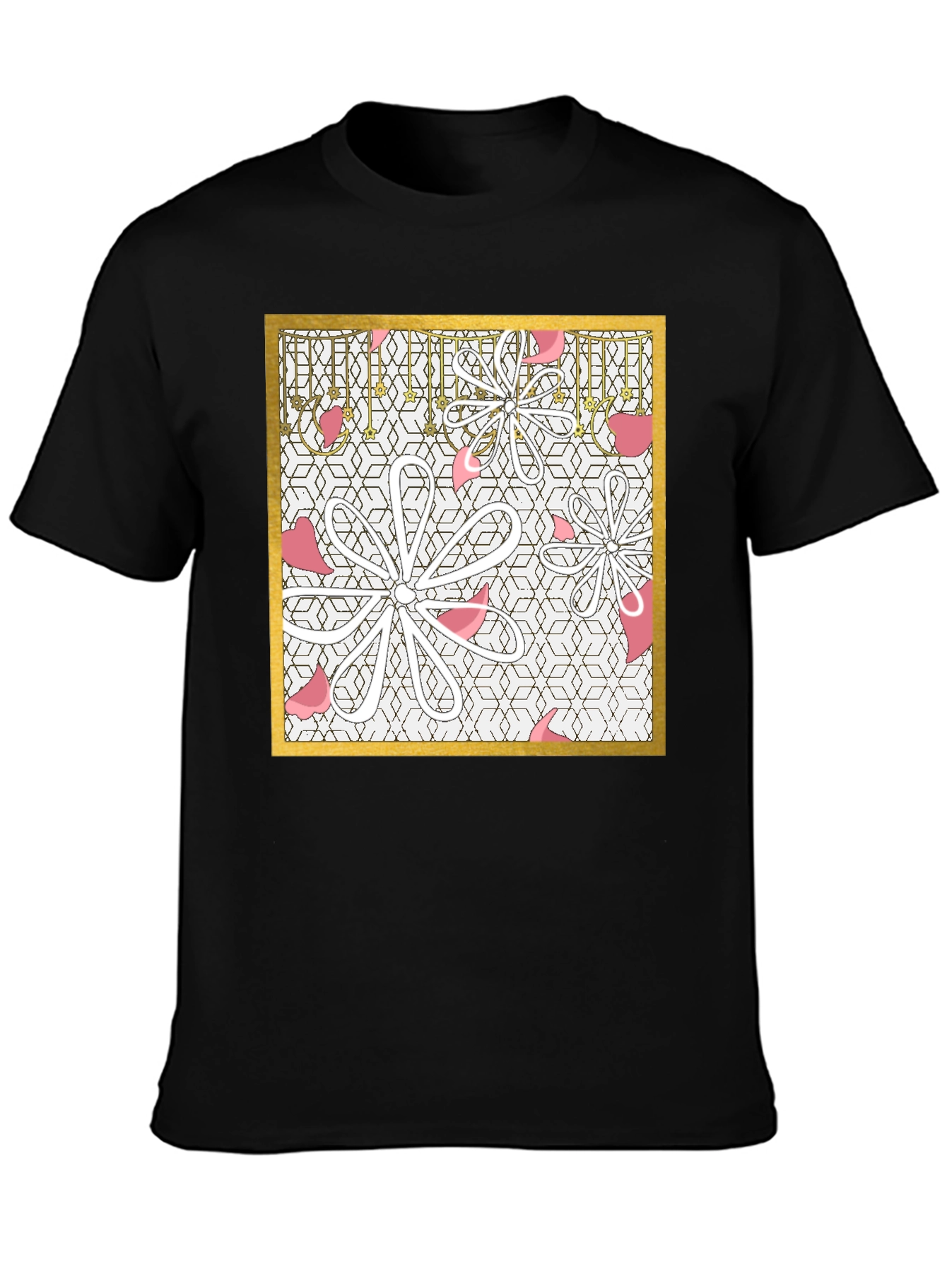 Floral Geometric Graphic Tee - Modern Print