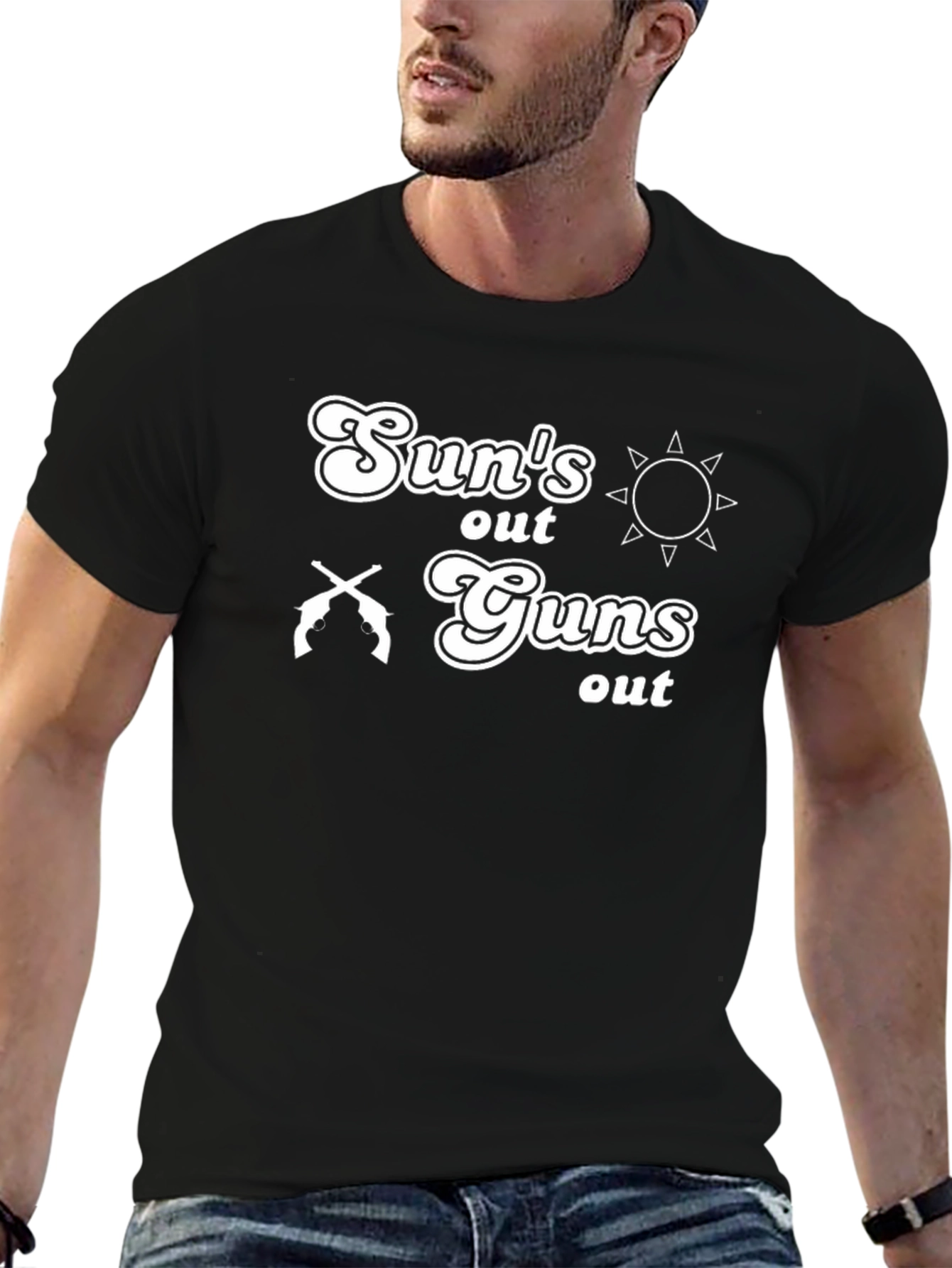 Suns Out Guns Out T-Shirt - Black Graphic Tee