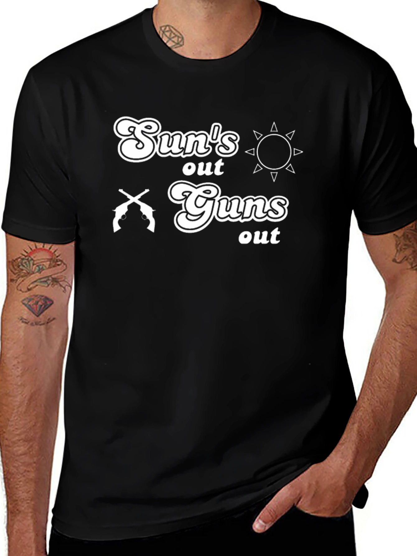 Suns Out Guns Out T-Shirt - Black Graphic Tee