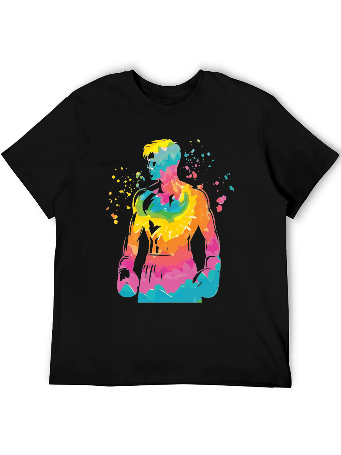 Vibrant Boxer Graphic Tee - Stylish Mens Black T-Shirt