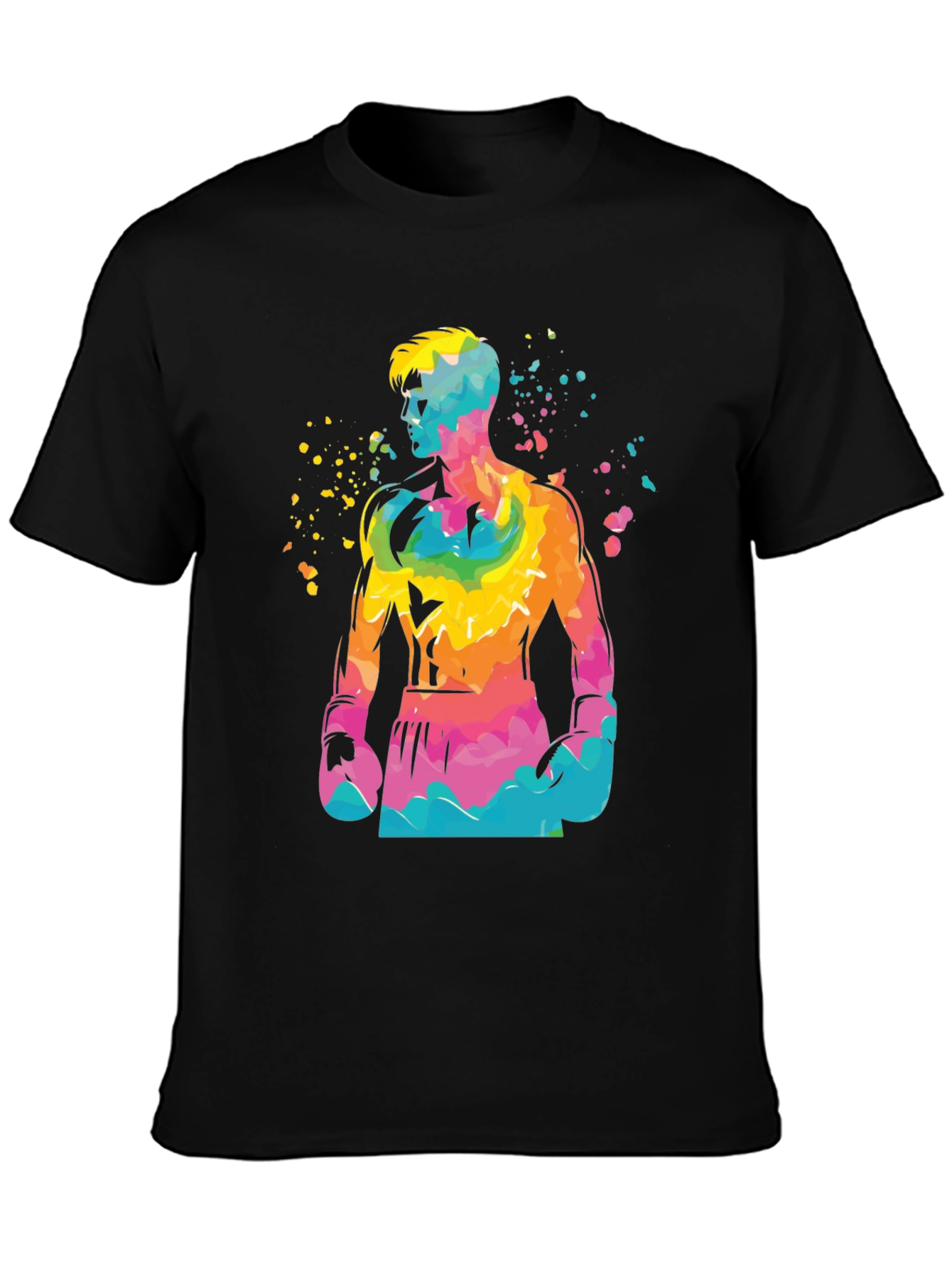 Vibrant Boxer Graphic Tee - Stylish Mens Black T-Shirt