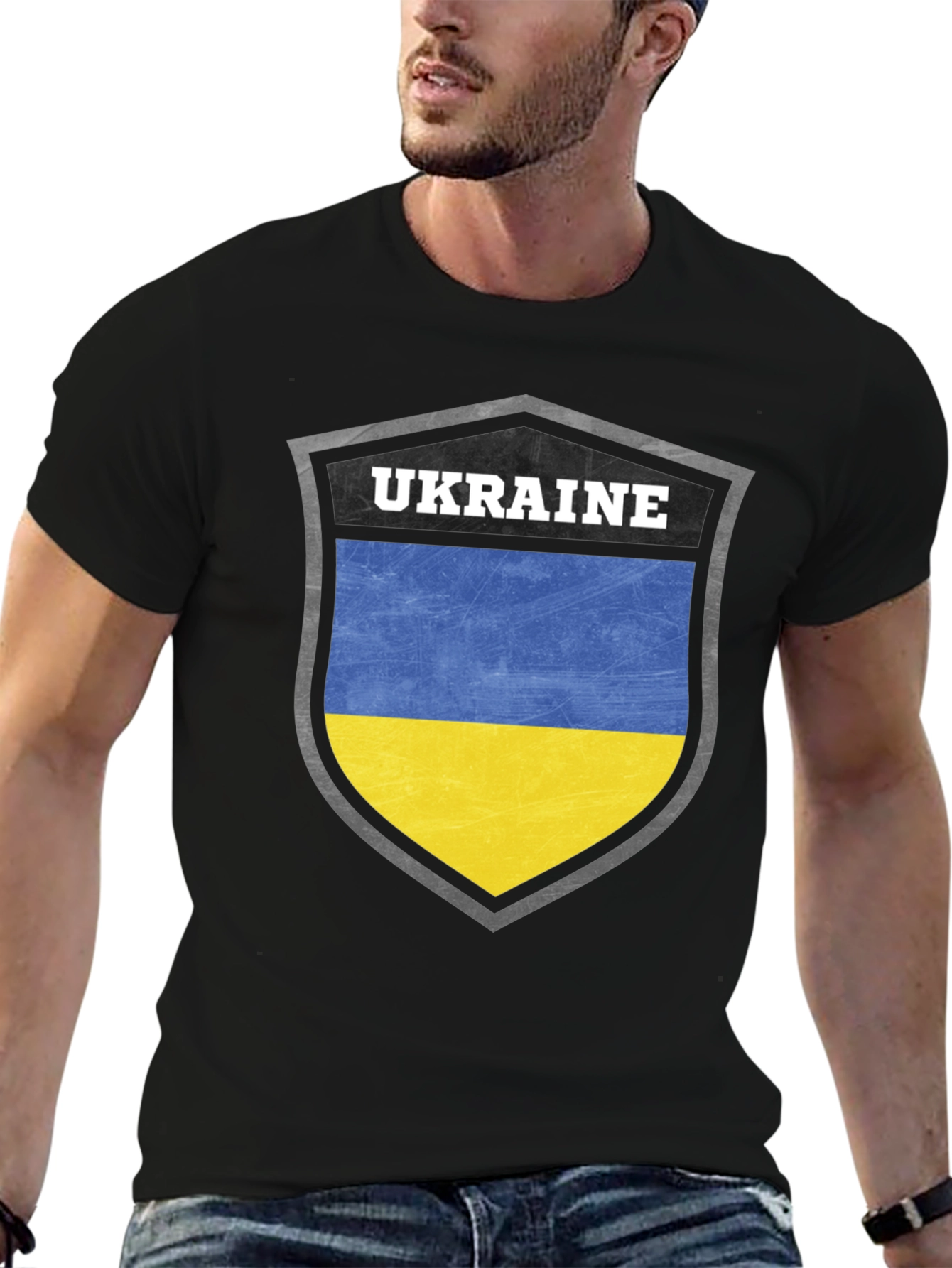 Ukraine Flag Shield T-Shirt