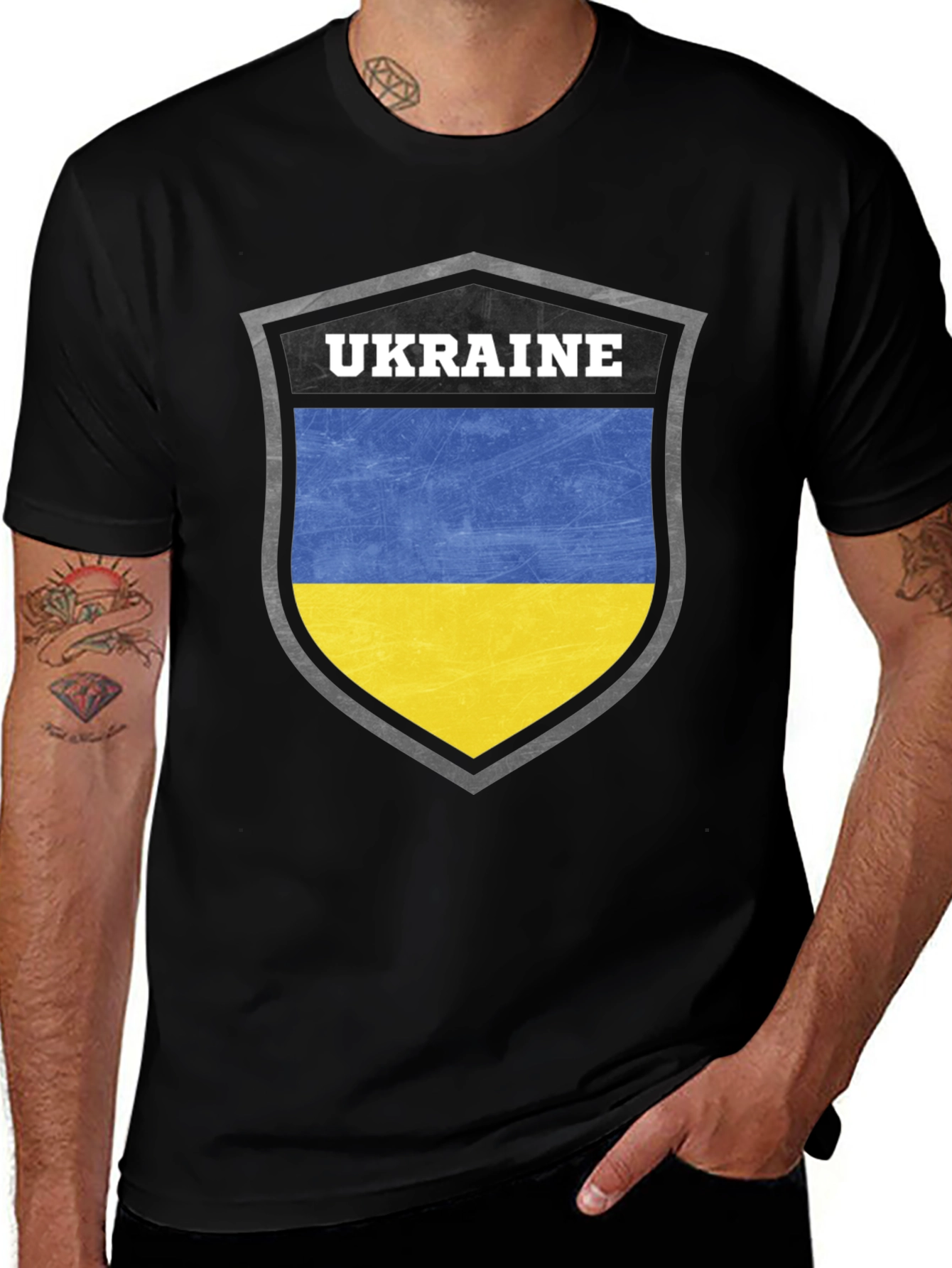 Ukraine Flag Shield T-Shirt