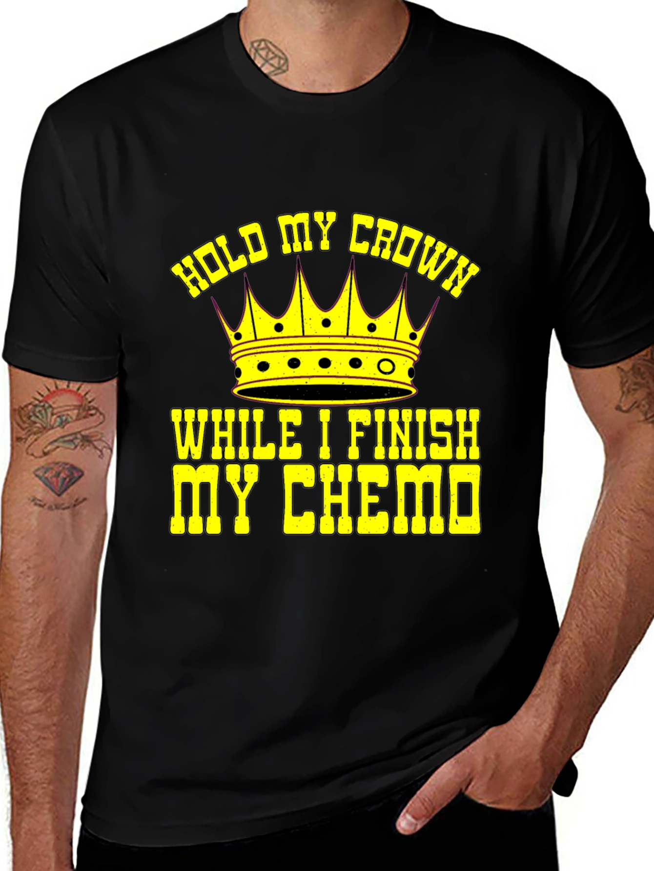 Hold My Crown Chemo Warrior Black Graphic T-Shirt