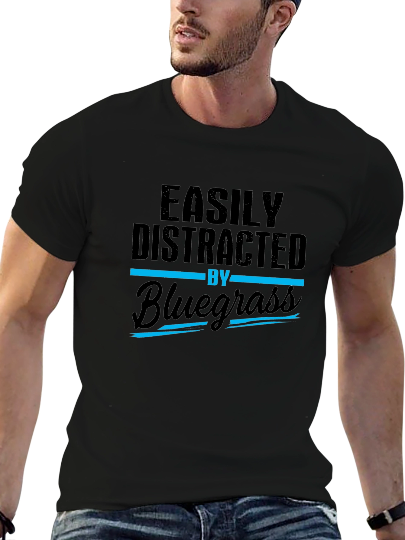 Easily Distracted By Bluegrass Black T-Shirt