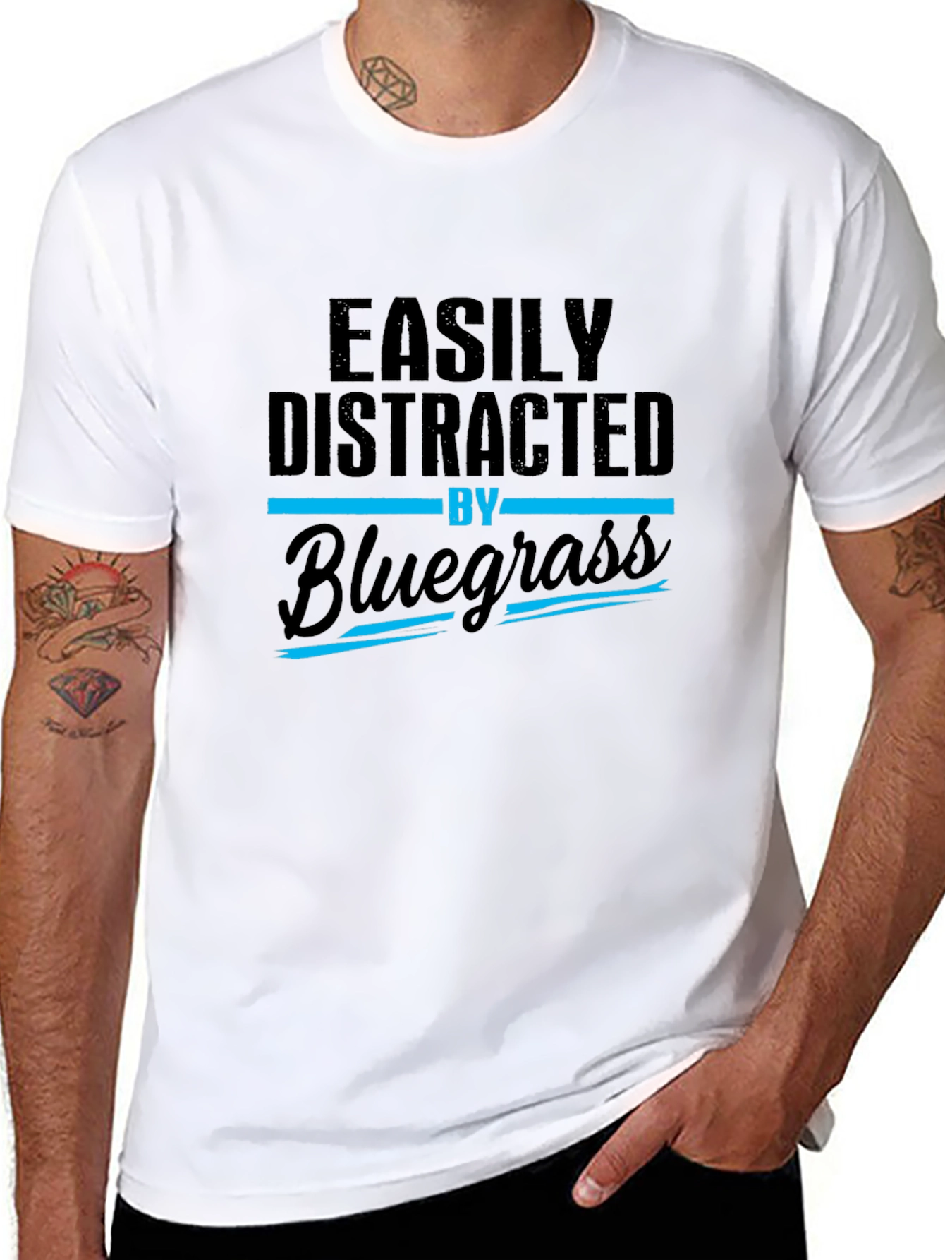 Easily Distracted By Bluegrass Black T-Shirt