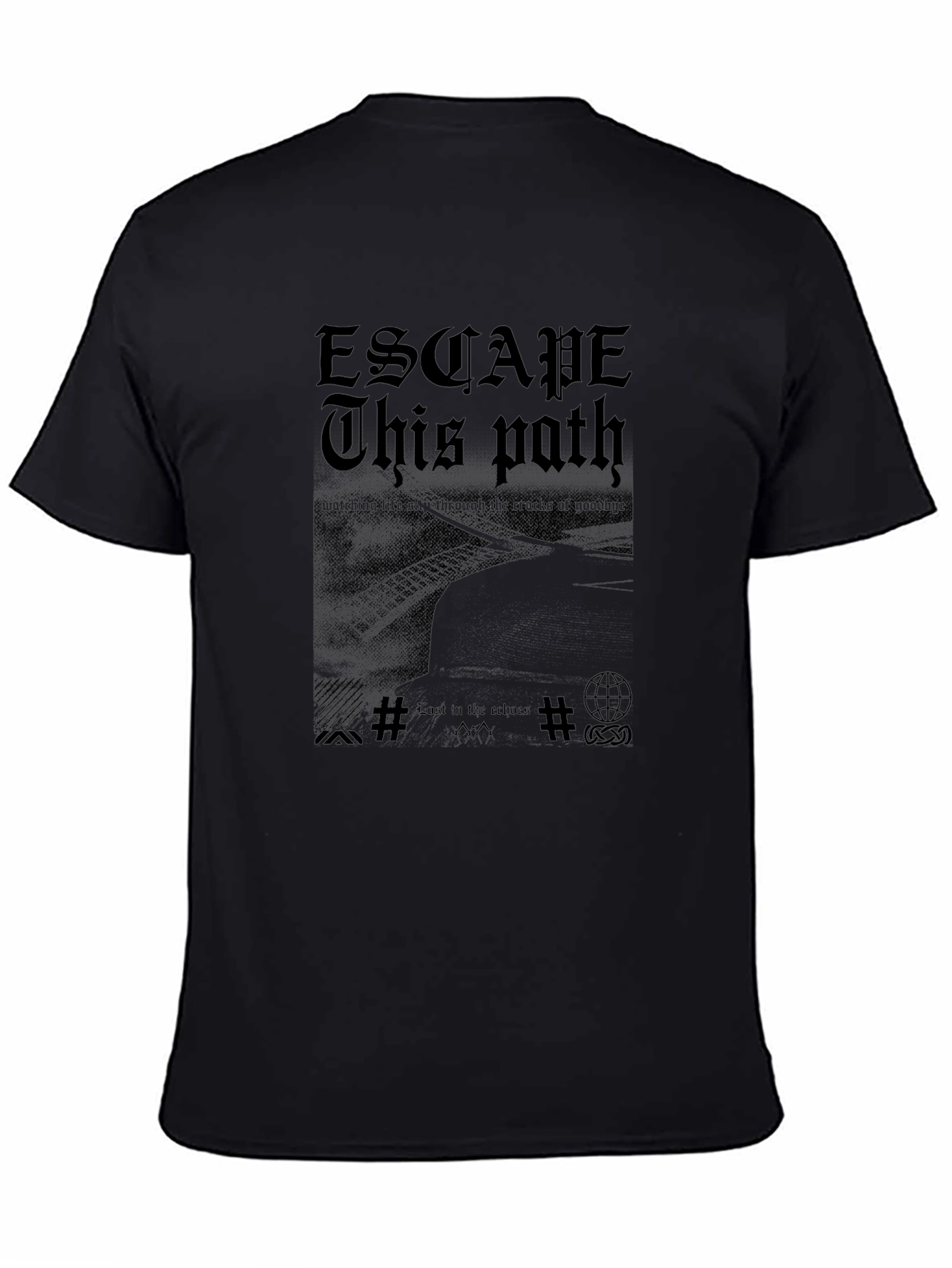 Escape This Path Black Graphic T-Shirt