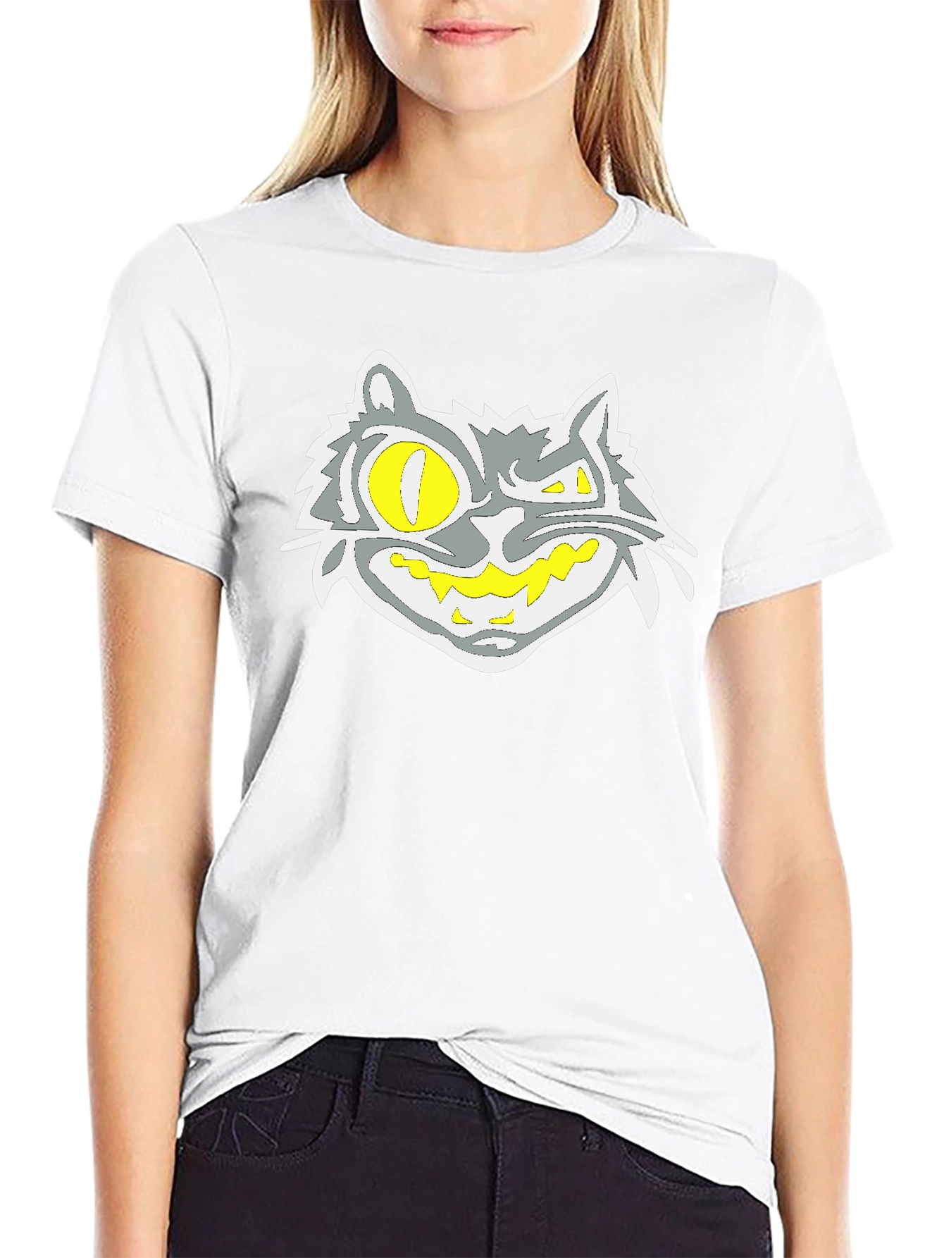 Grinning Cat Graphic Black Tee