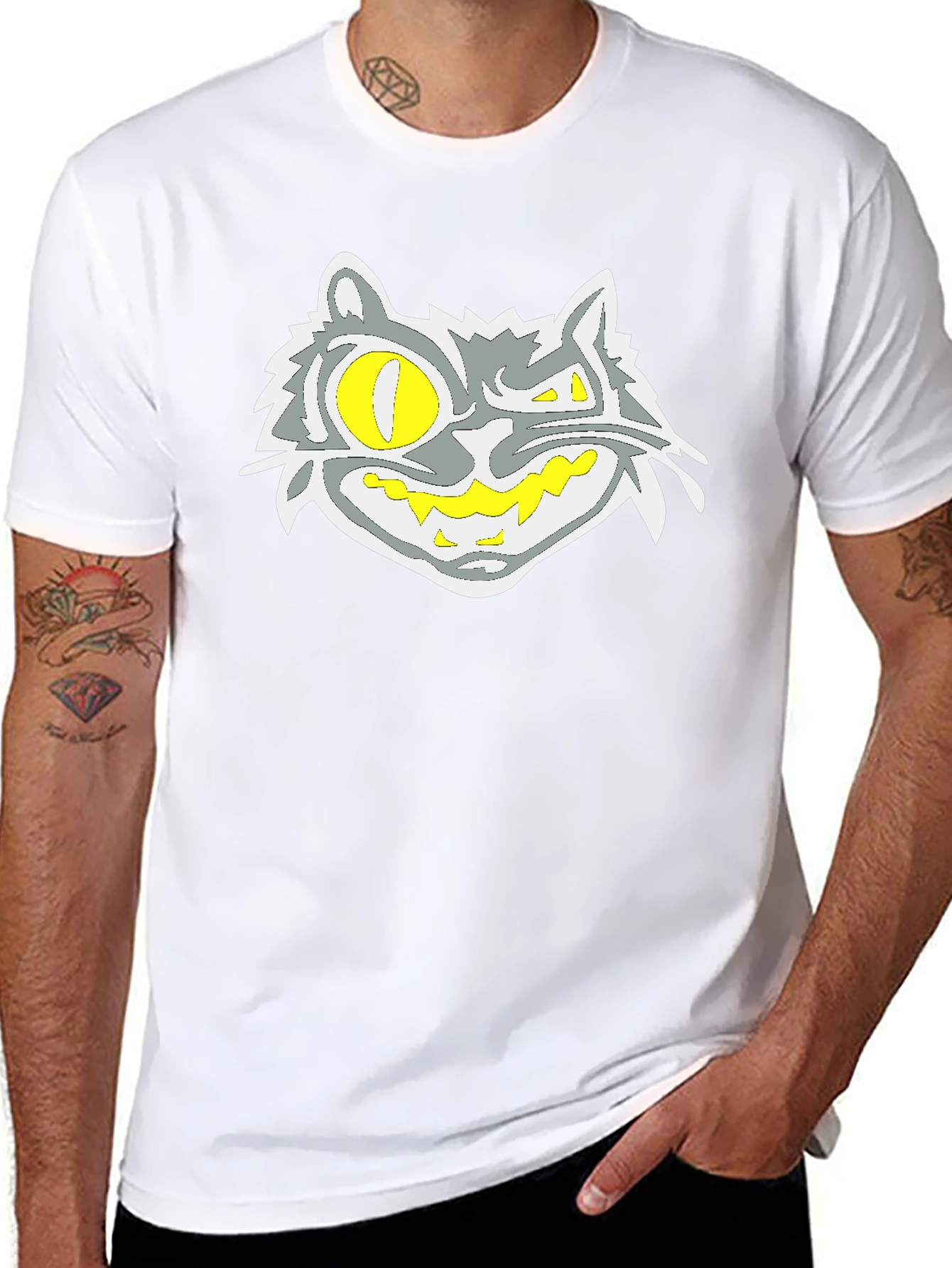 Grinning Cat Graphic Black Tee