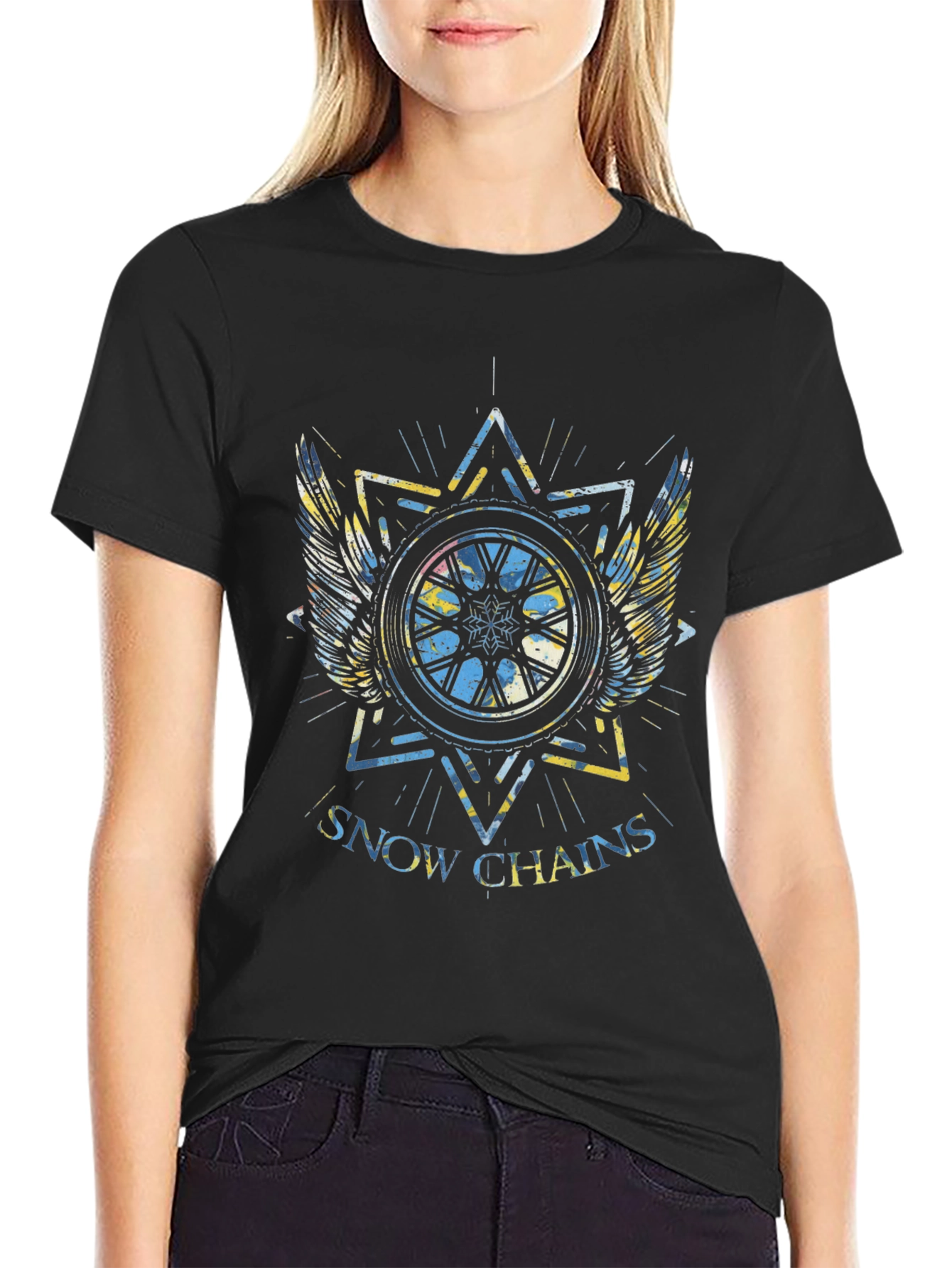 Snow Chains Graphic T-Shirt - Black