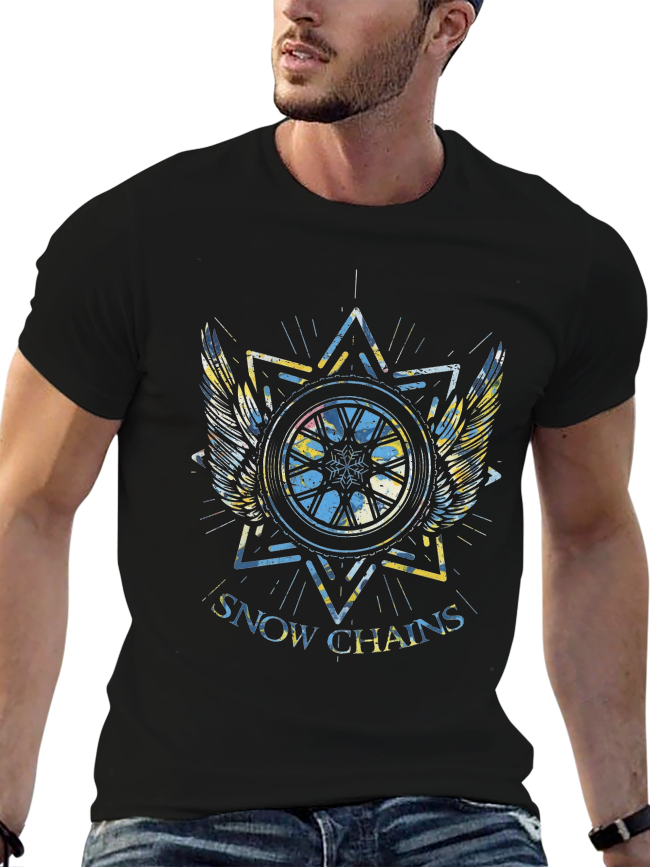 Snow Chains Graphic T-Shirt - Black