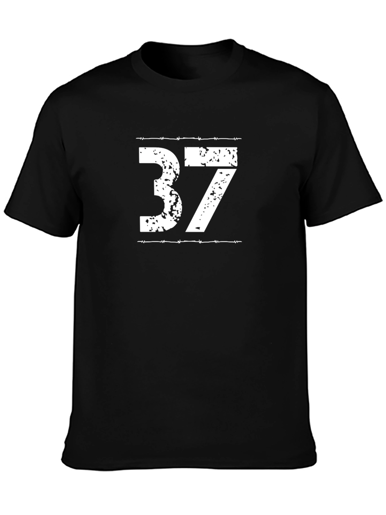 Distressed 37 Graphic Tee - Black