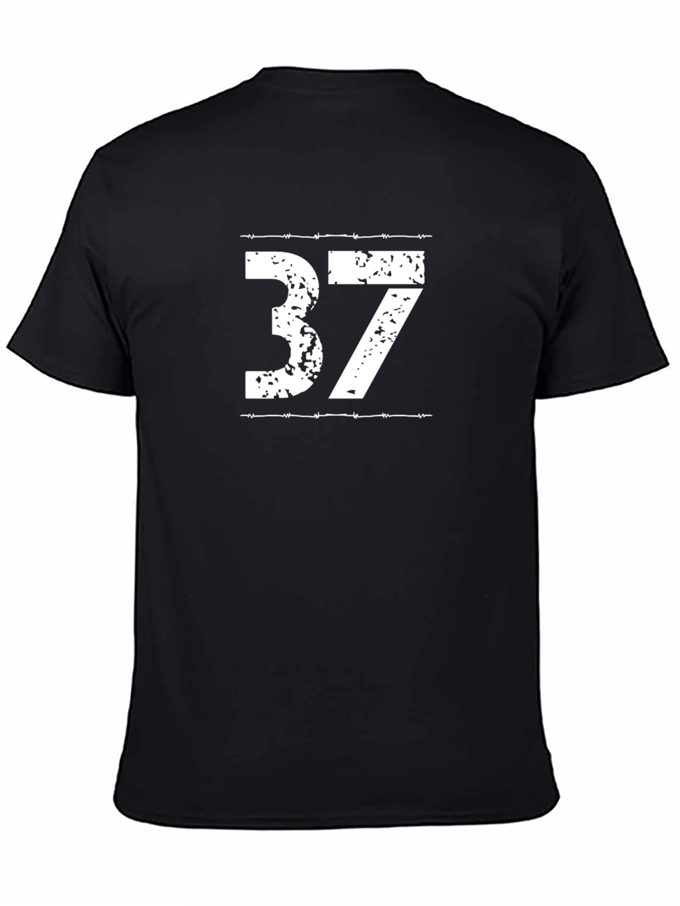 Distressed 37 Graphic Tee - Black
