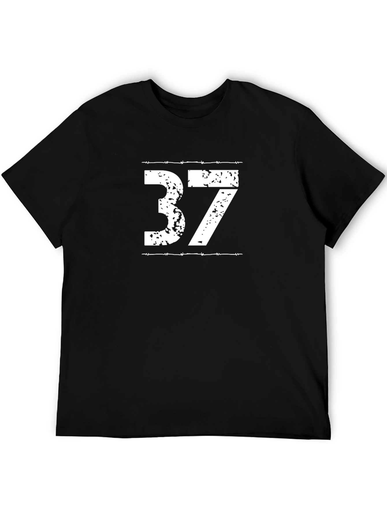 Distressed 37 Graphic Tee - Black